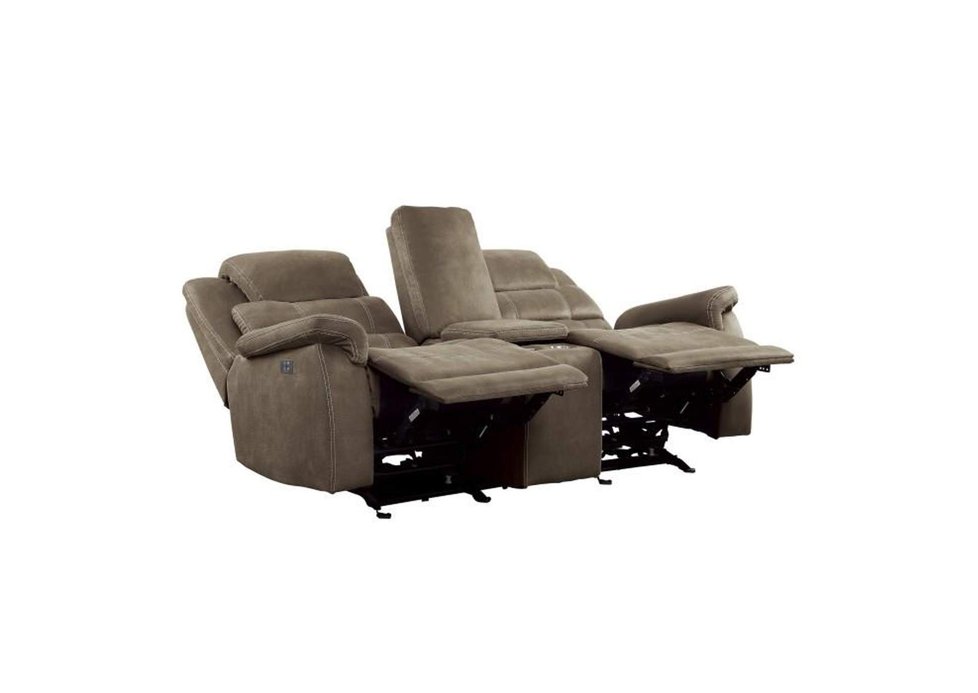 Shola Power Double Reclining Love Seat With Center Console, Power Headrests And Usb Ports,Homelegance