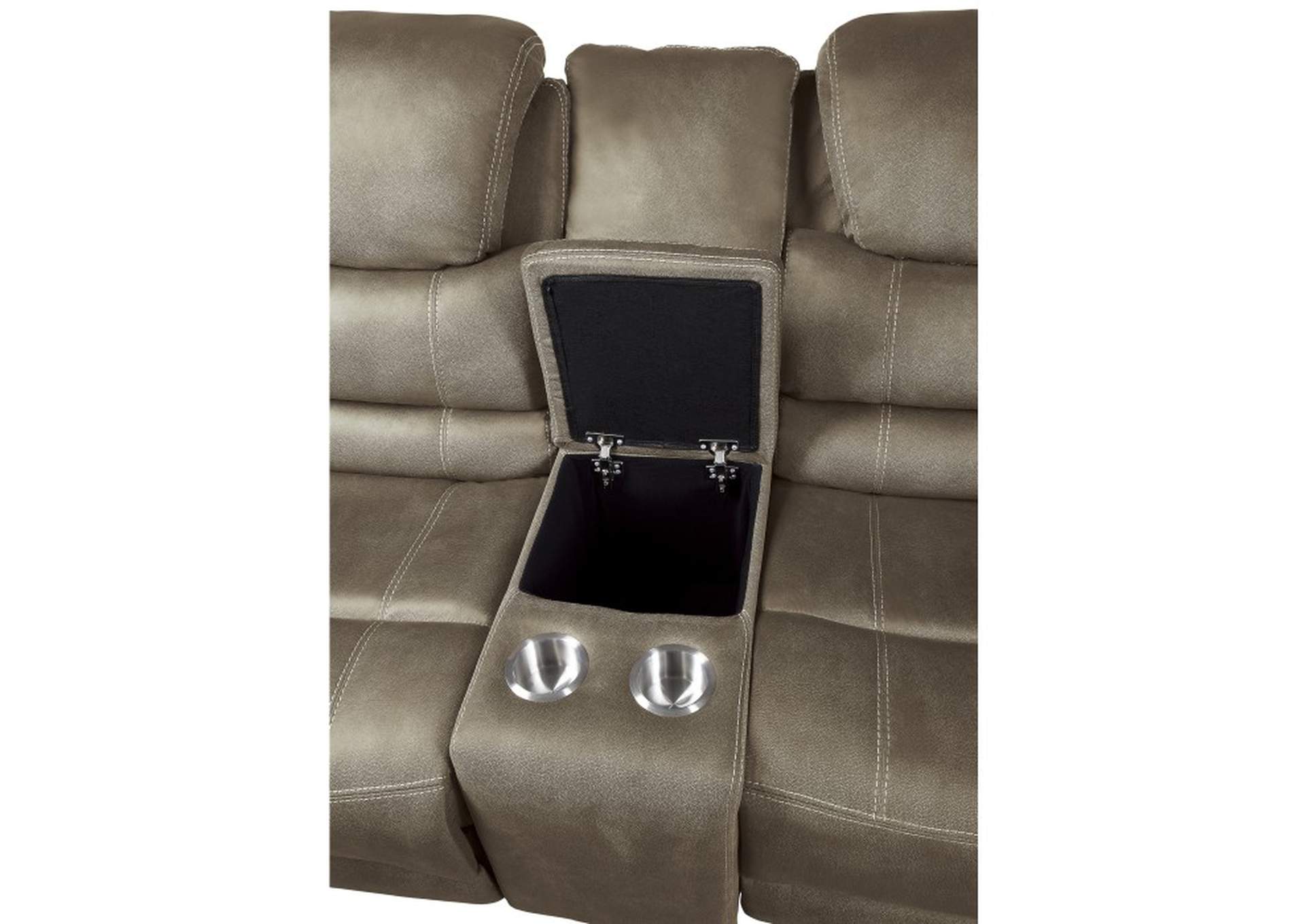 Shola Double Glider Reclining Love Seat with Center Console,Homelegance