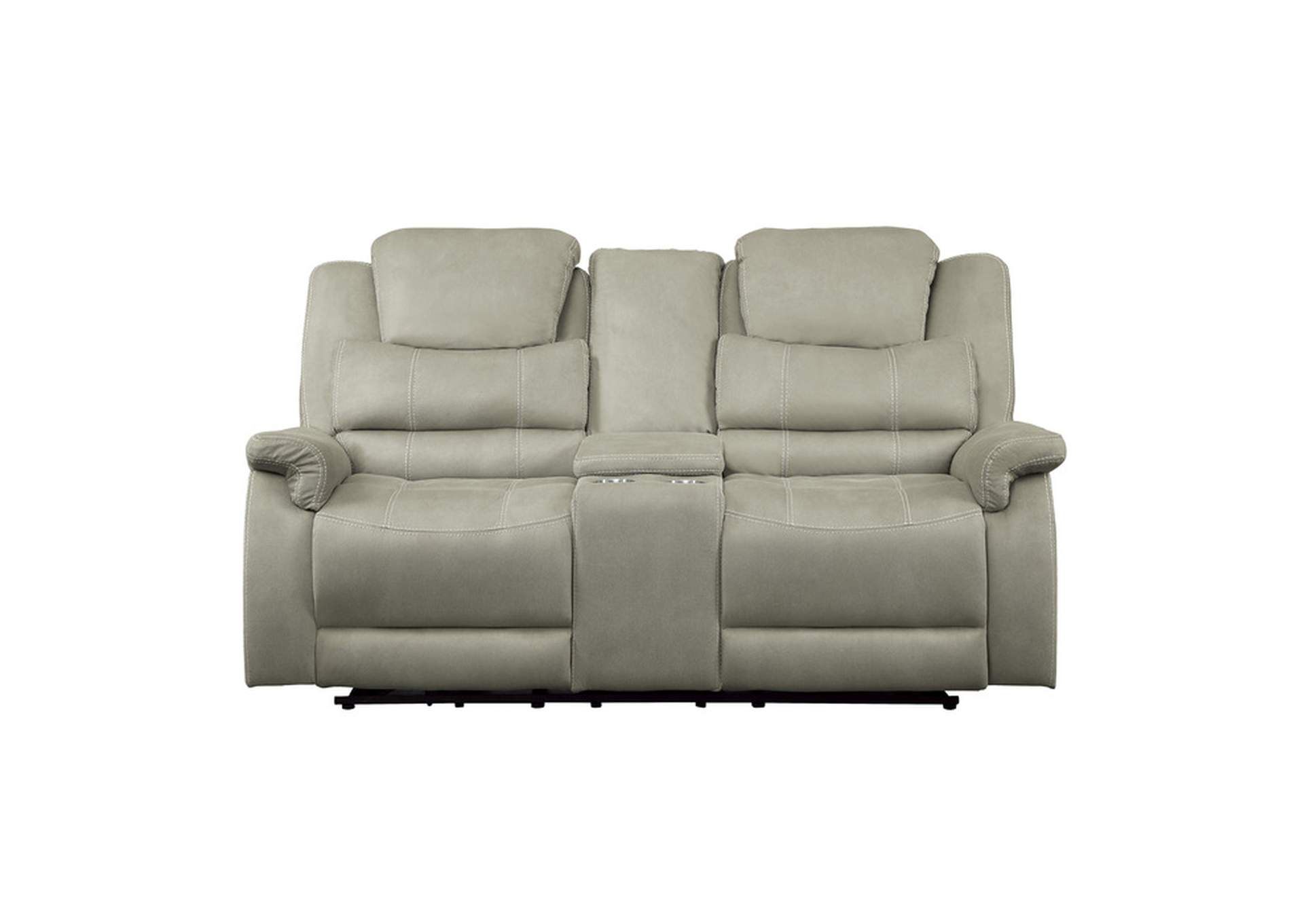Shola Power Double Reclining Love Seat with Center Console, Power Headrests and USB Ports,Homelegance