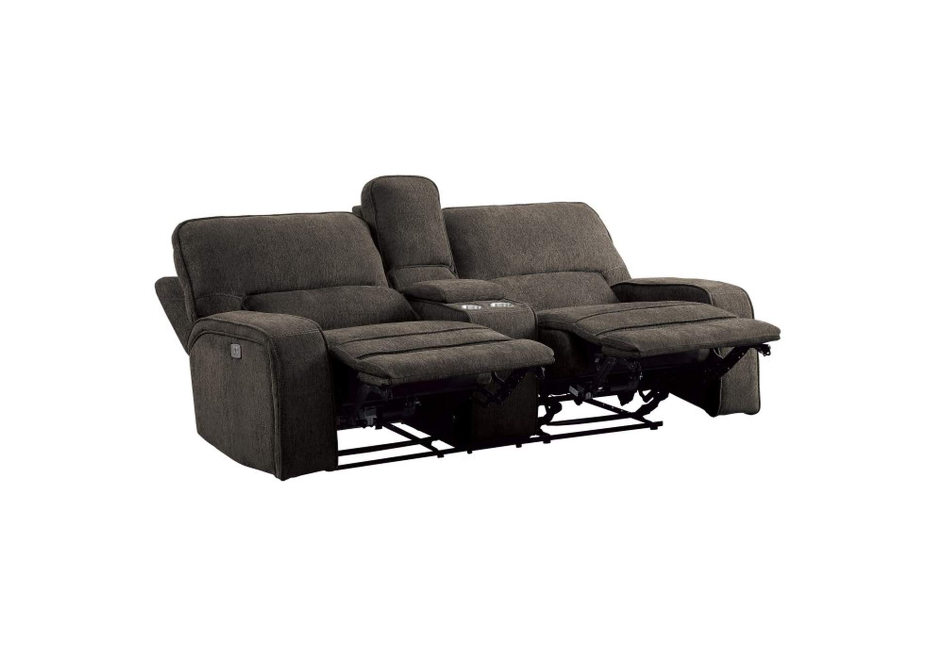 Borneo Power Double Reclining Love Seat with Center Console, Power Headrests and USB Ports,Homelegance