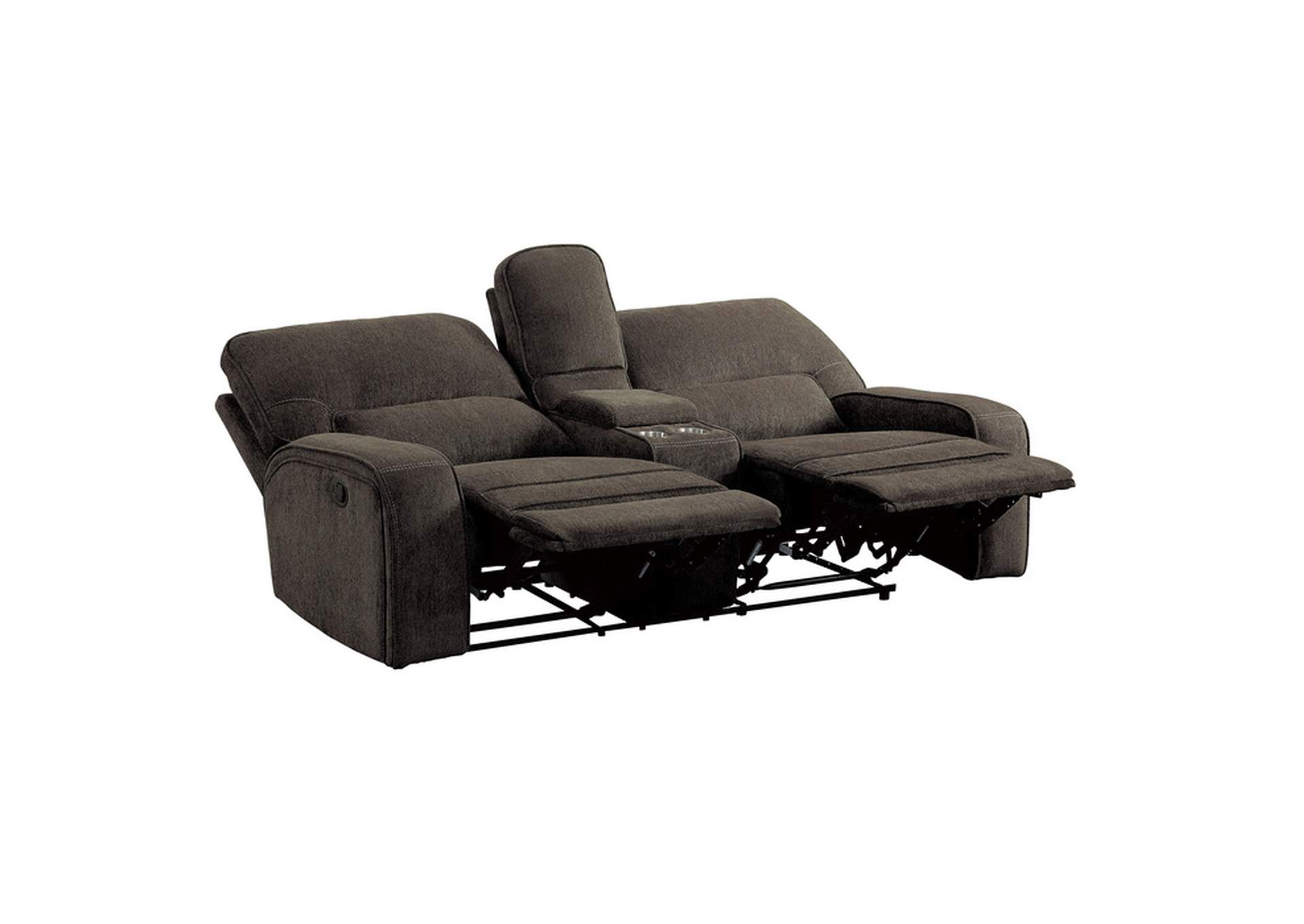 Borneo Double Reclining Love Seat with Center Console,Homelegance