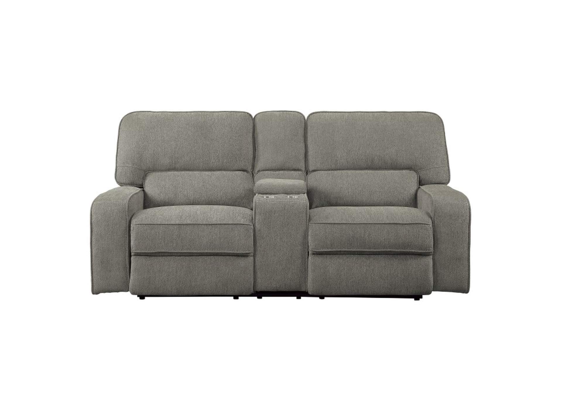 Borneo Power Double Reclining Love Seat with Center Console, Power Headrests and USB Ports,Homelegance