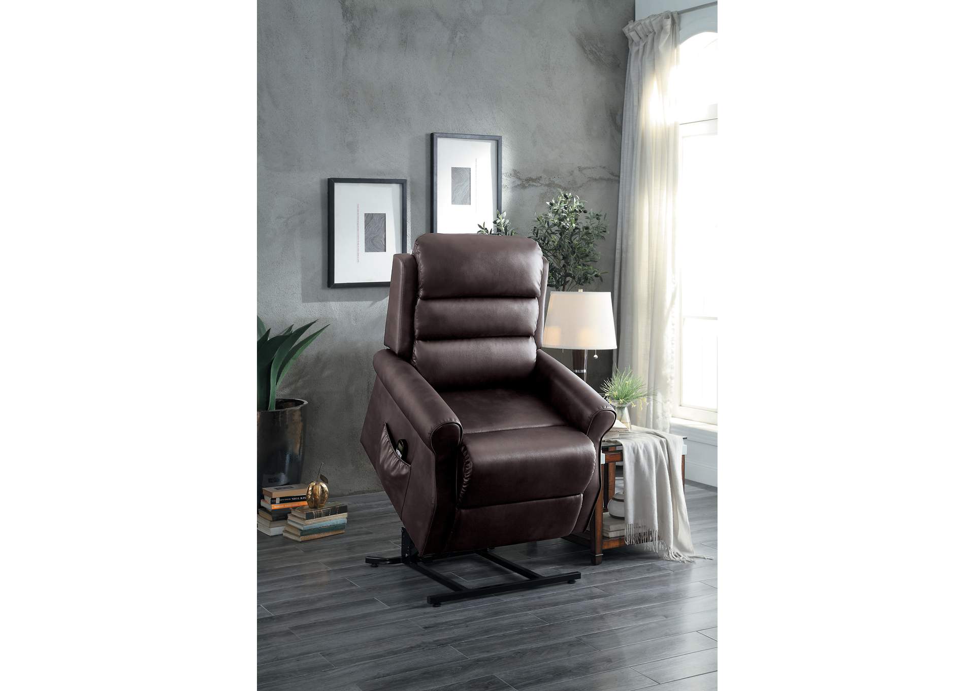 Brown Power Lift Chair with Massage and Heat,Homelegance
