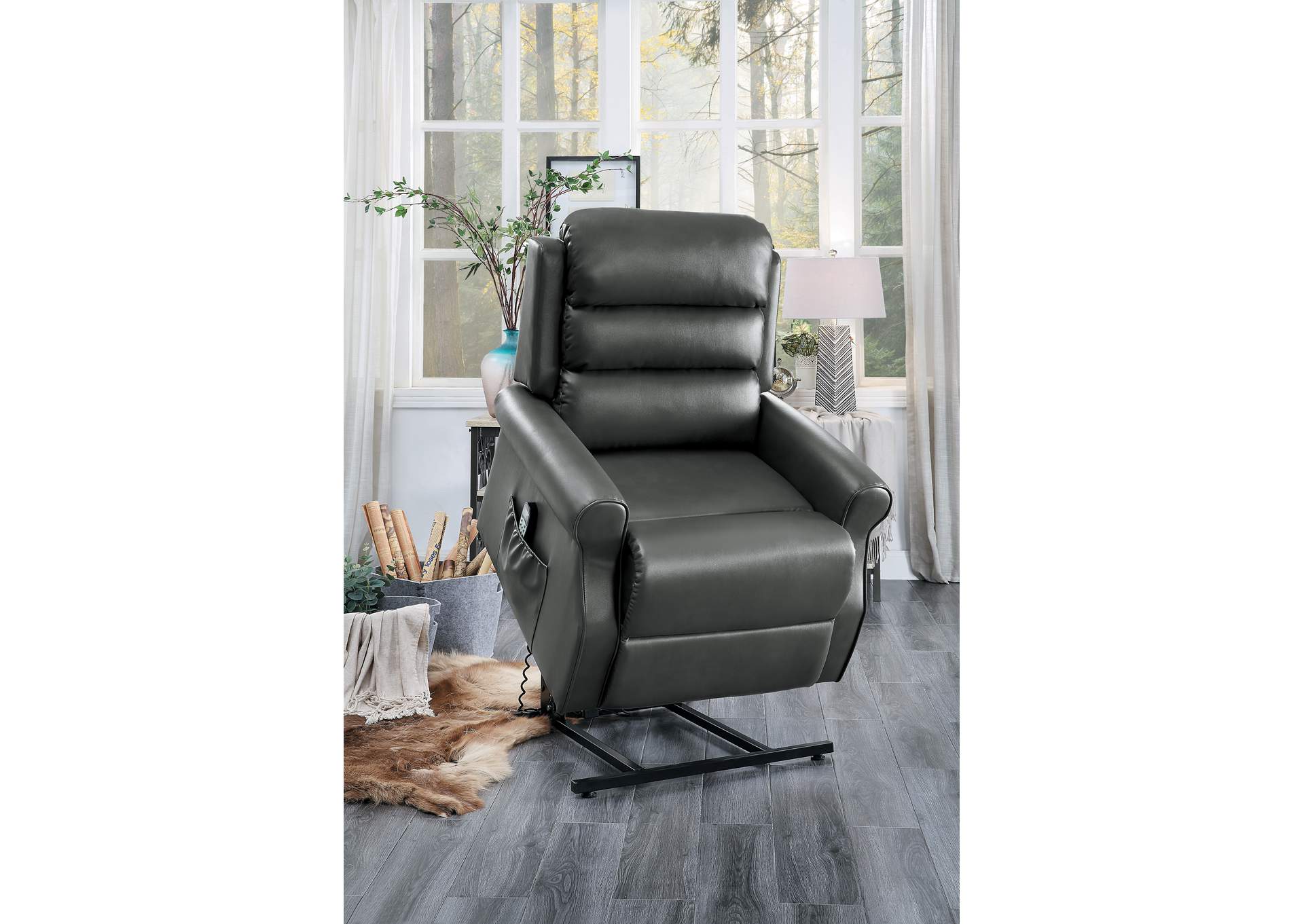 Gray Power Lift Chair with Massage and Heat,Homelegance