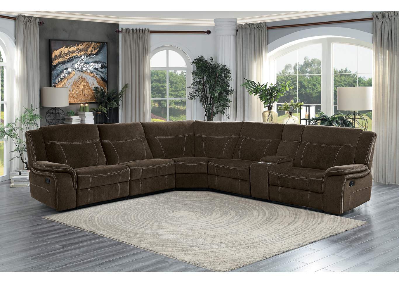 Brown 6-Piece Modular Reclining Sectional,Homelegance