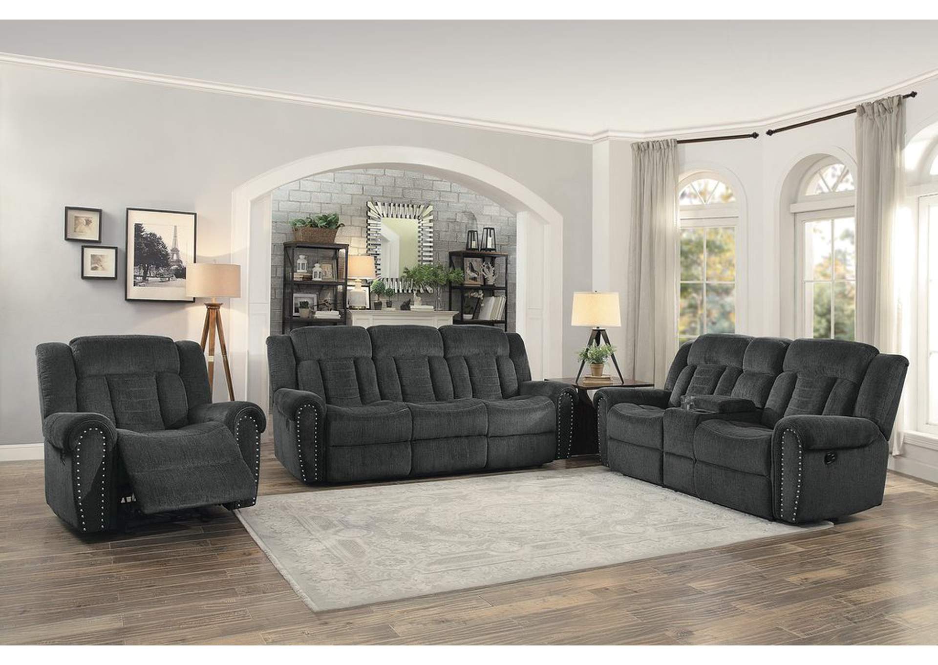 Glider Reclining Chair, Charcoal Fabric,Homelegance