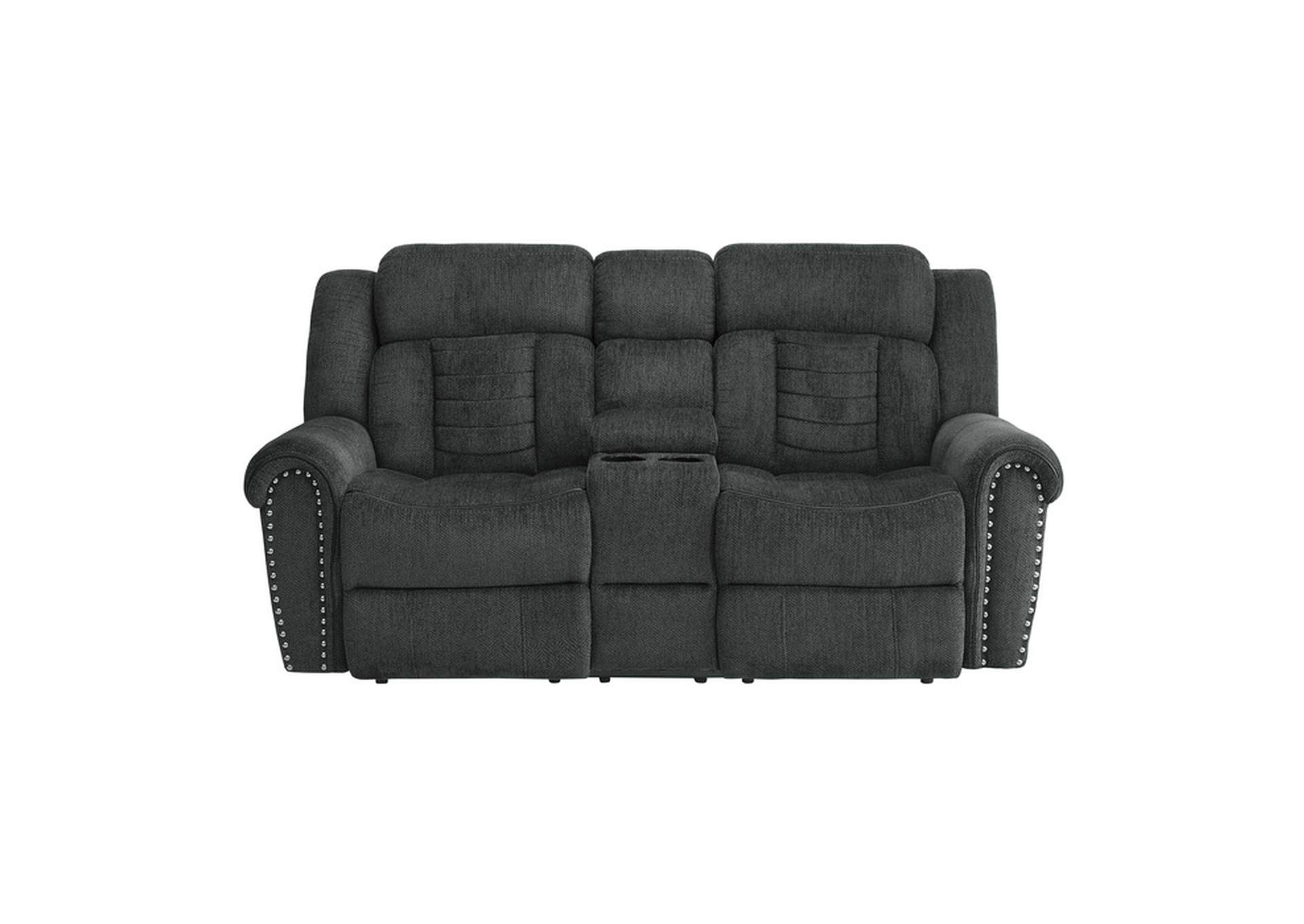 Nutmeg Double Reclining Love Seat with Center Console,Homelegance