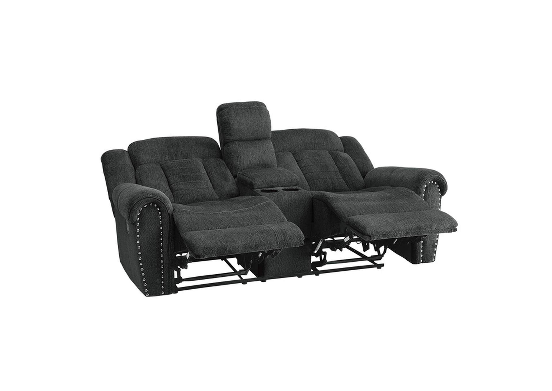 Nutmeg Double Reclining Love Seat with Center Console,Homelegance