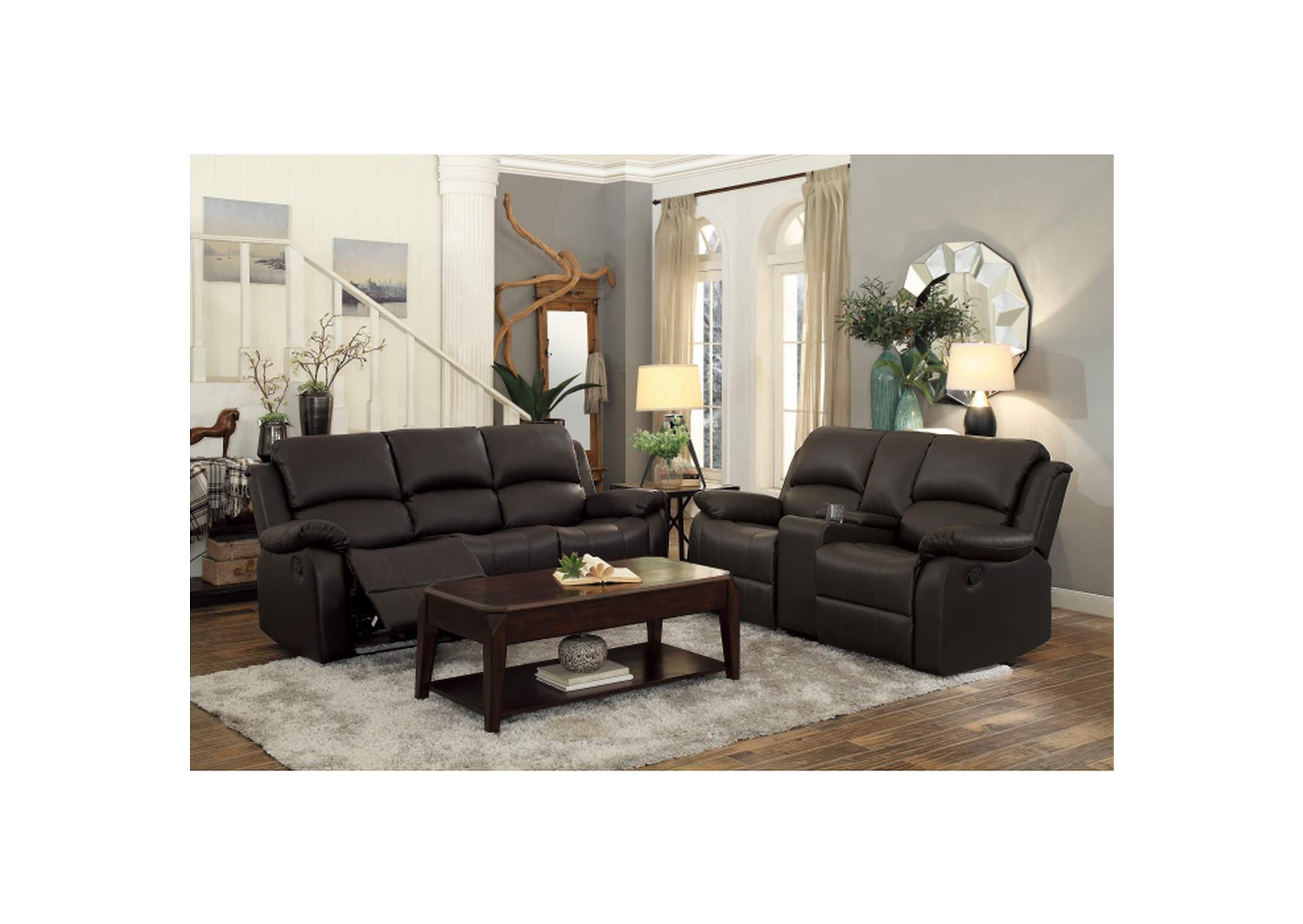 Clarkdale Double Glider Reclining Love Seat with Center Console,Homelegance