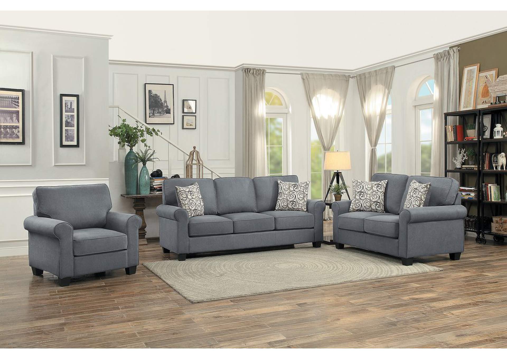 Gray Chair, 100% Polyester,Homelegance