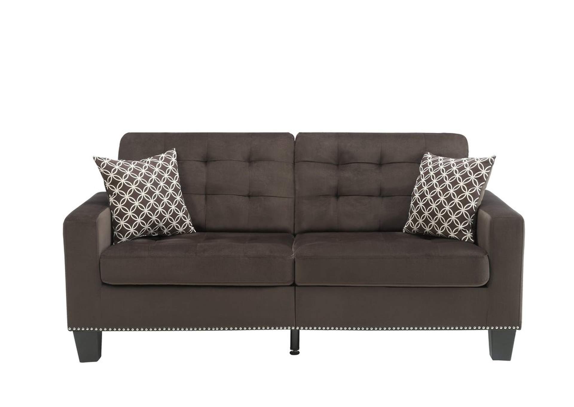 Sofa,Chocolate W/2 Pillows,Homelegance