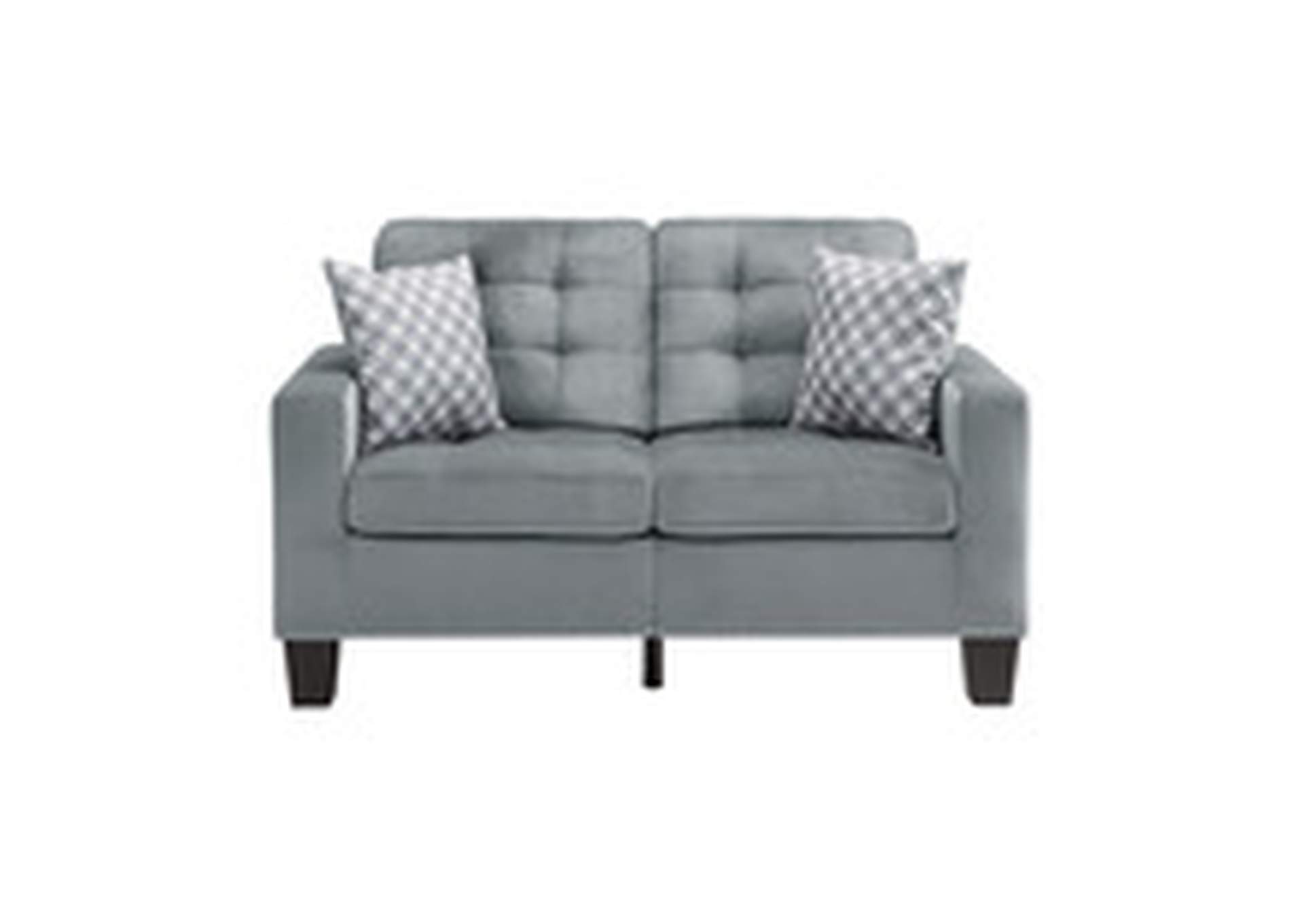 gray Love Seat, 2 Pillows, Gray, 100% Polyester,Homelegance