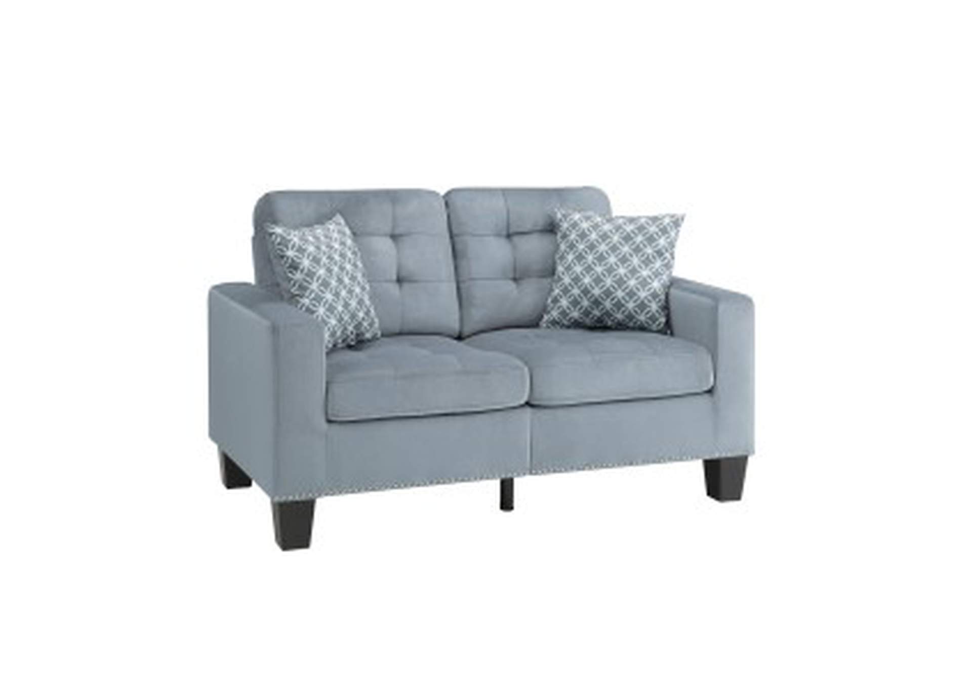 gray Love Seat, 2 Pillows, Gray, 100% Polyester,Homelegance
