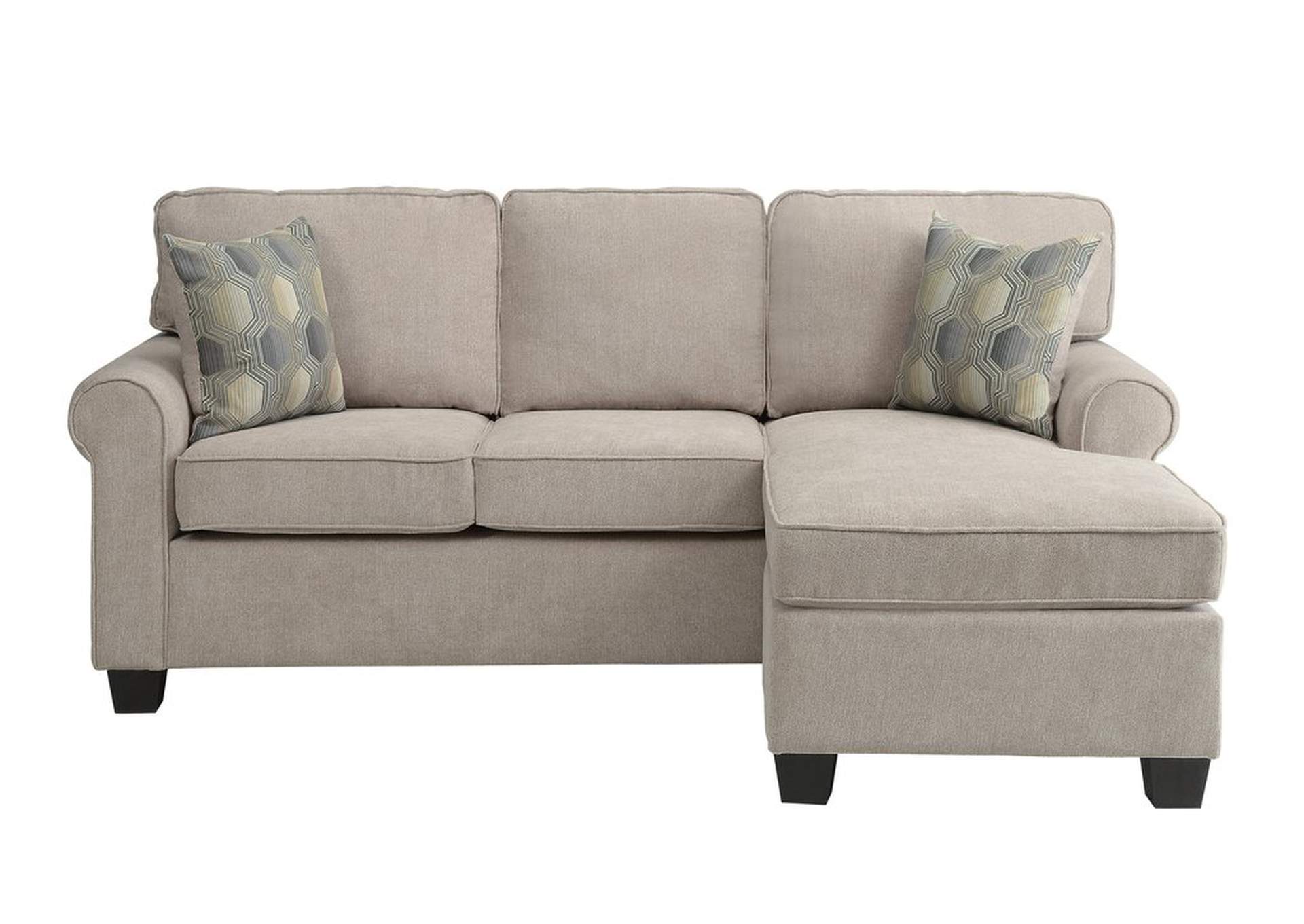 Reversible Sofa Chaise,2Pillows 100%Poly,Homelegance