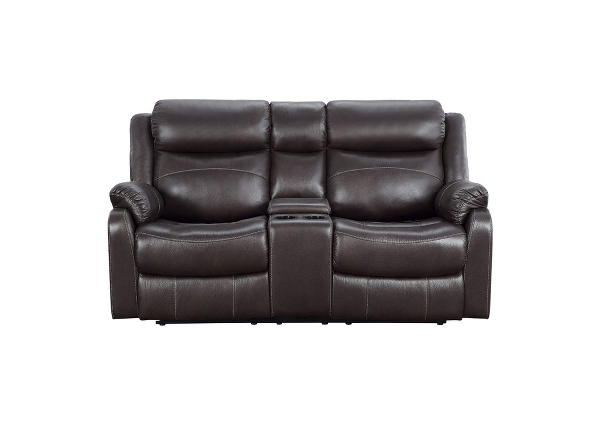 Yerba Double Lay Flat Reclining Love Seat with Center Console,Homelegance