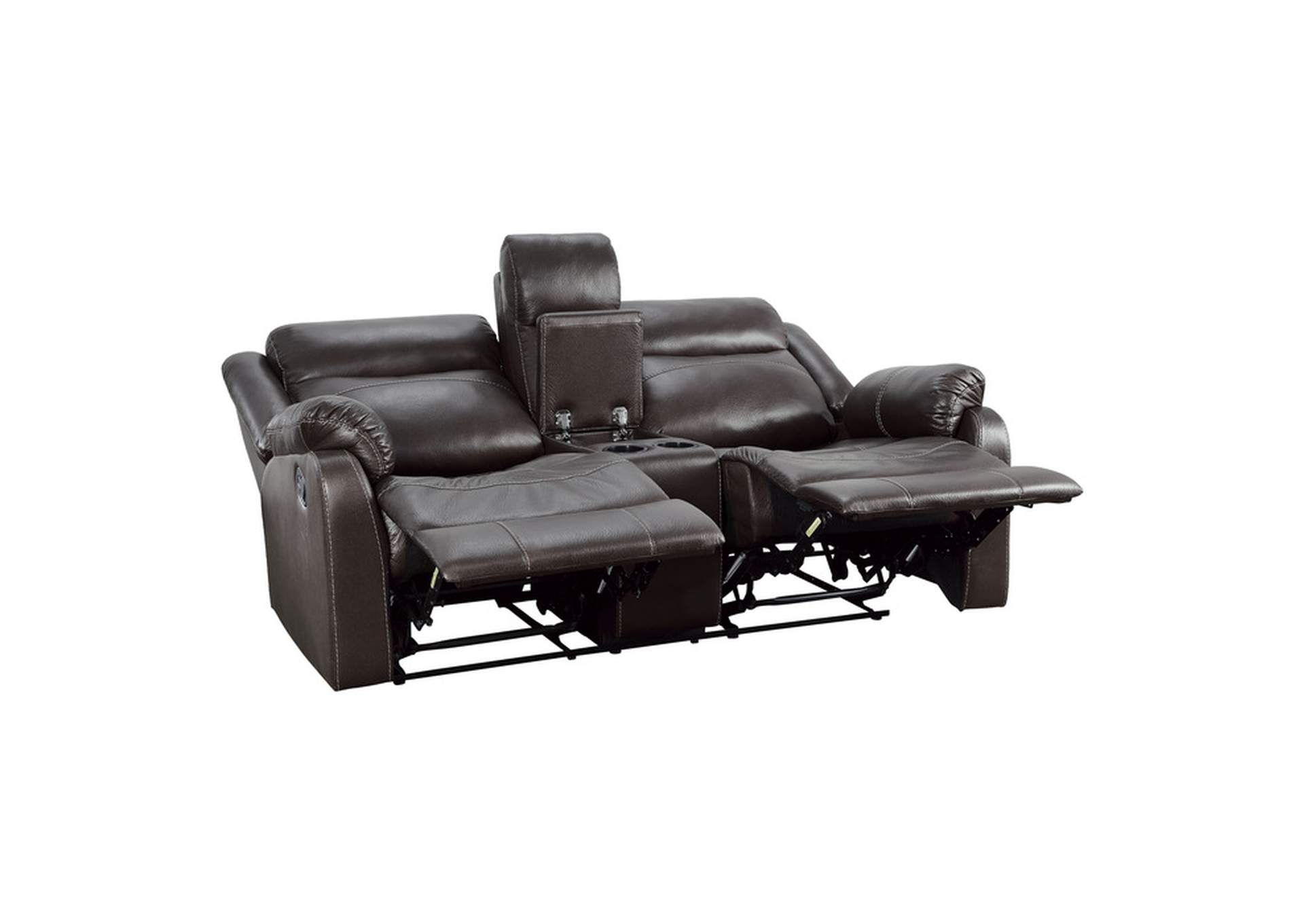 Yerba Double Lay Flat Reclining Love Seat with Center Console,Homelegance