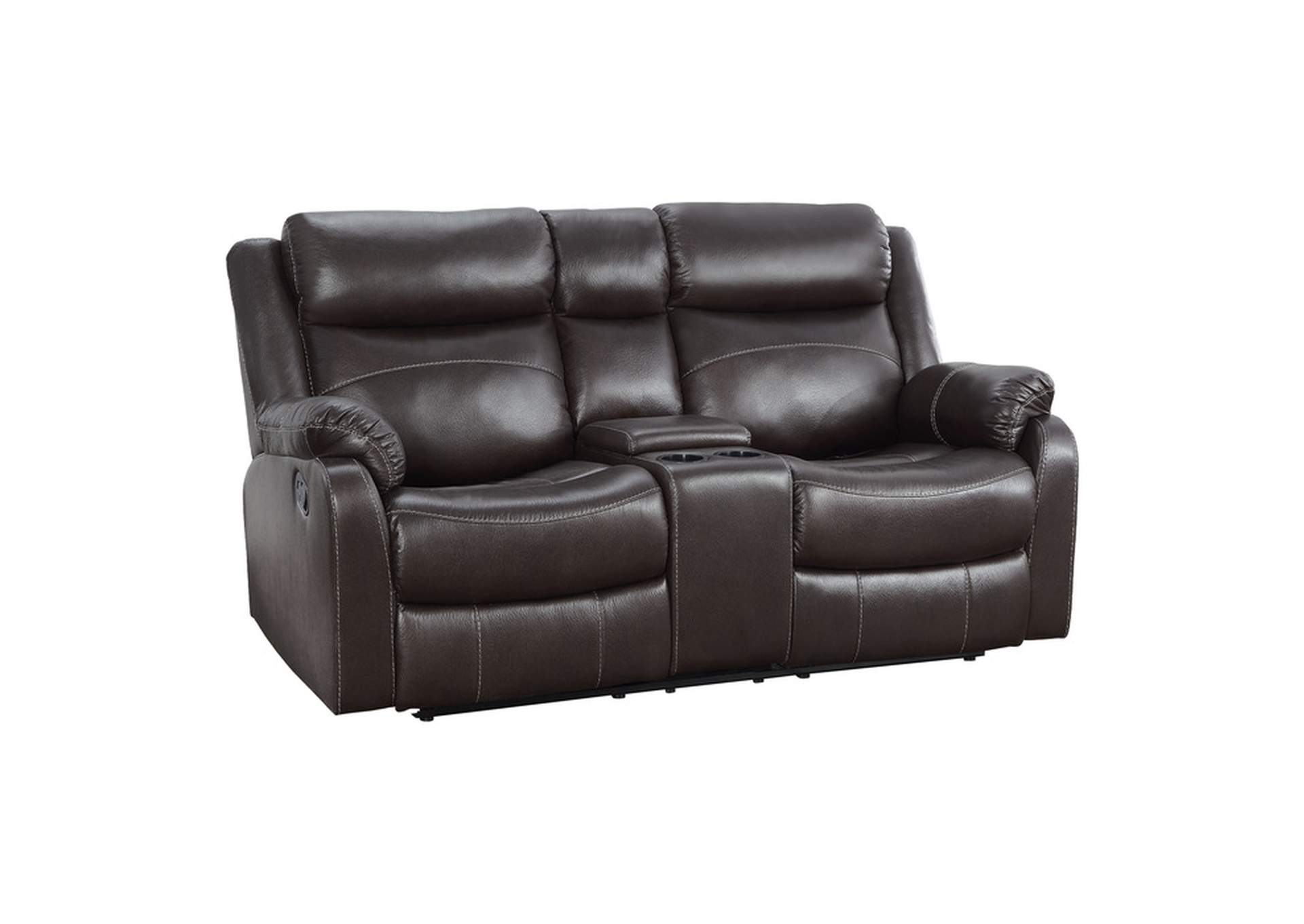 Yerba Double Lay Flat Reclining Love Seat with Center Console,Homelegance