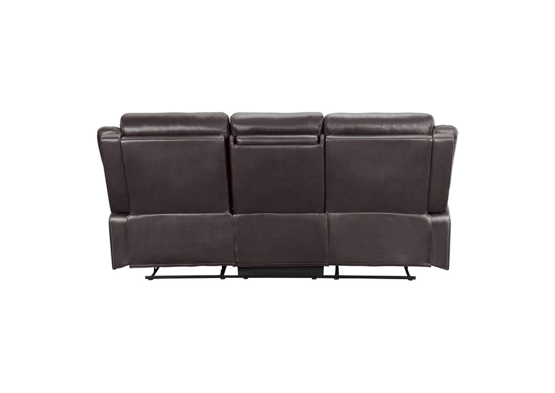 Yerba Double Lay Flat Reclining Sofa with Center Drop-Down Cup Holders,Homelegance