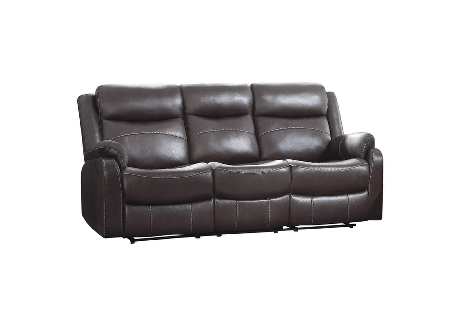 Yerba Double Lay Flat Reclining Sofa with Center Drop-Down Cup Holders,Homelegance