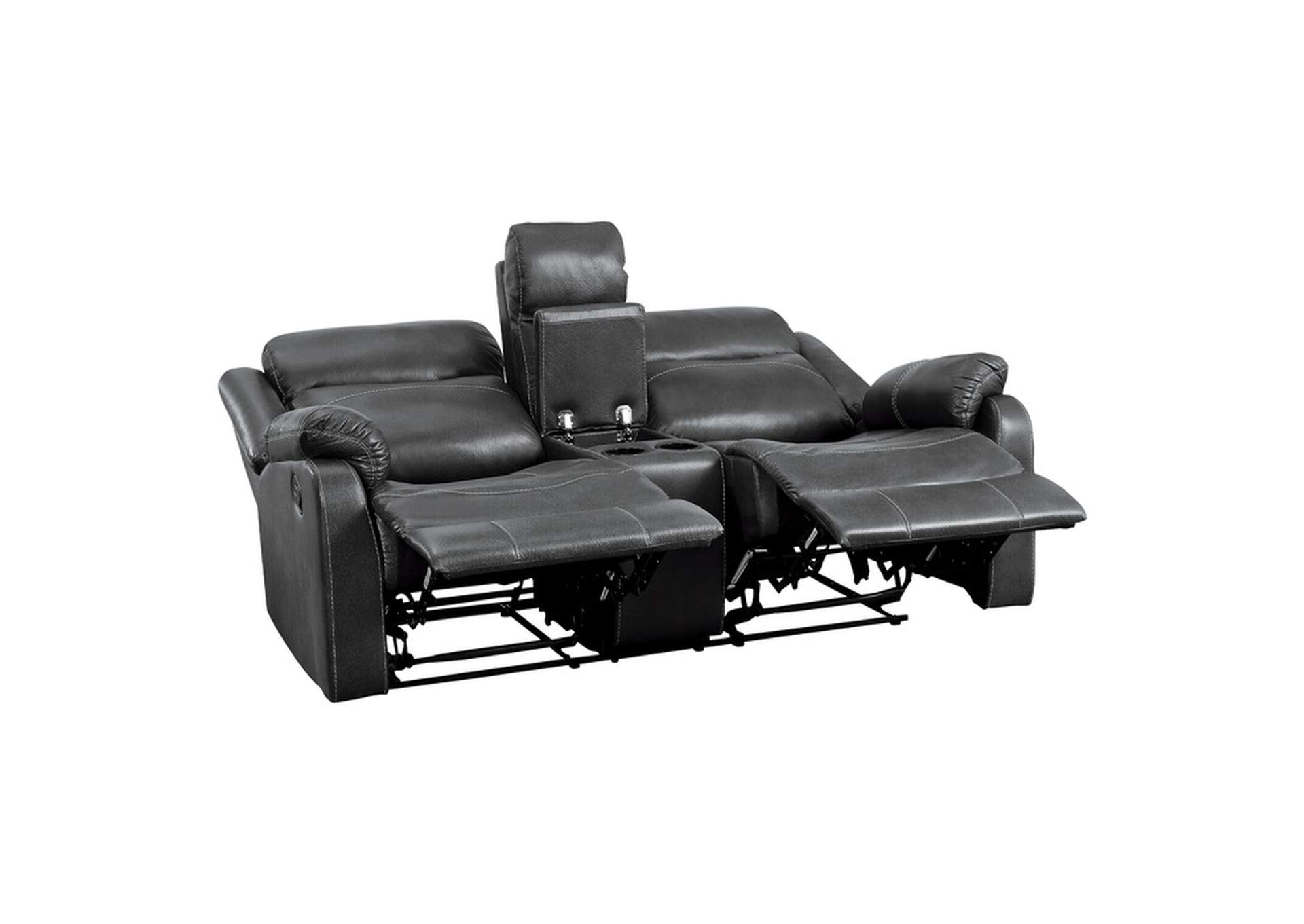 Yerba Double Lay Flat Reclining Love Seat with Center Console,Homelegance