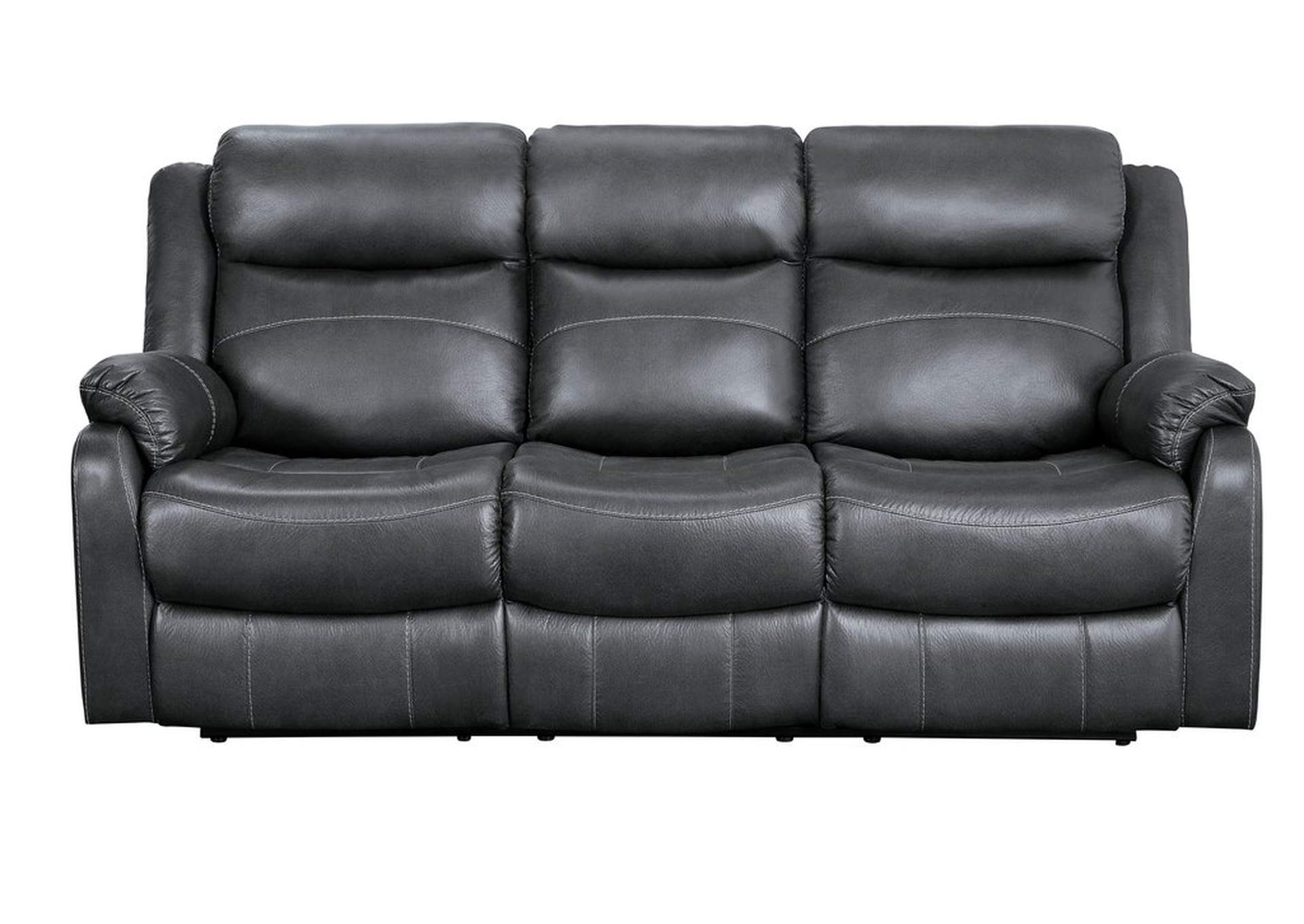 Gray Sofa W/ Drop Down Cup Holders, Dark,Homelegance