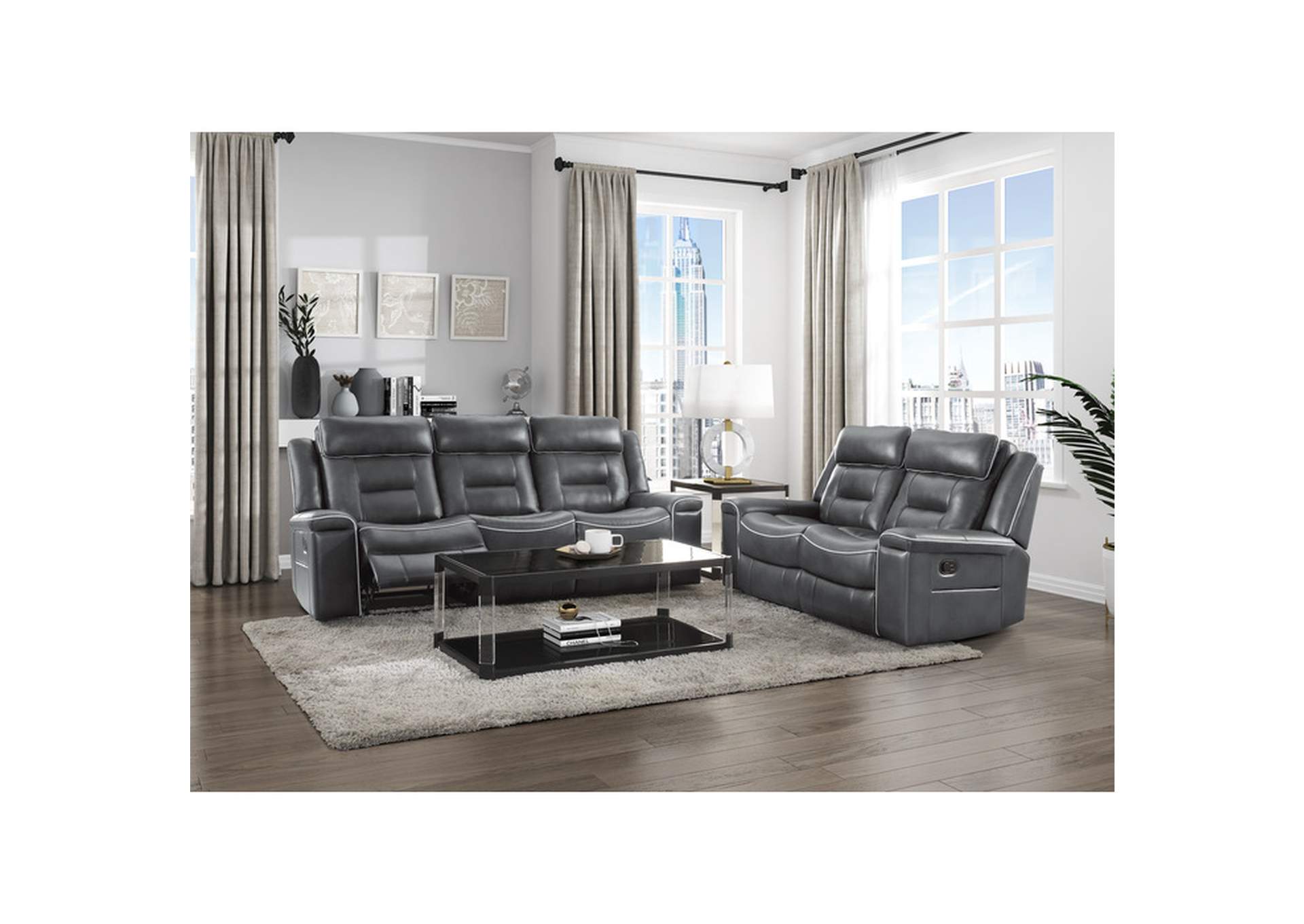 Darwan Double Lay Flat Reclining Sofa,Homelegance
