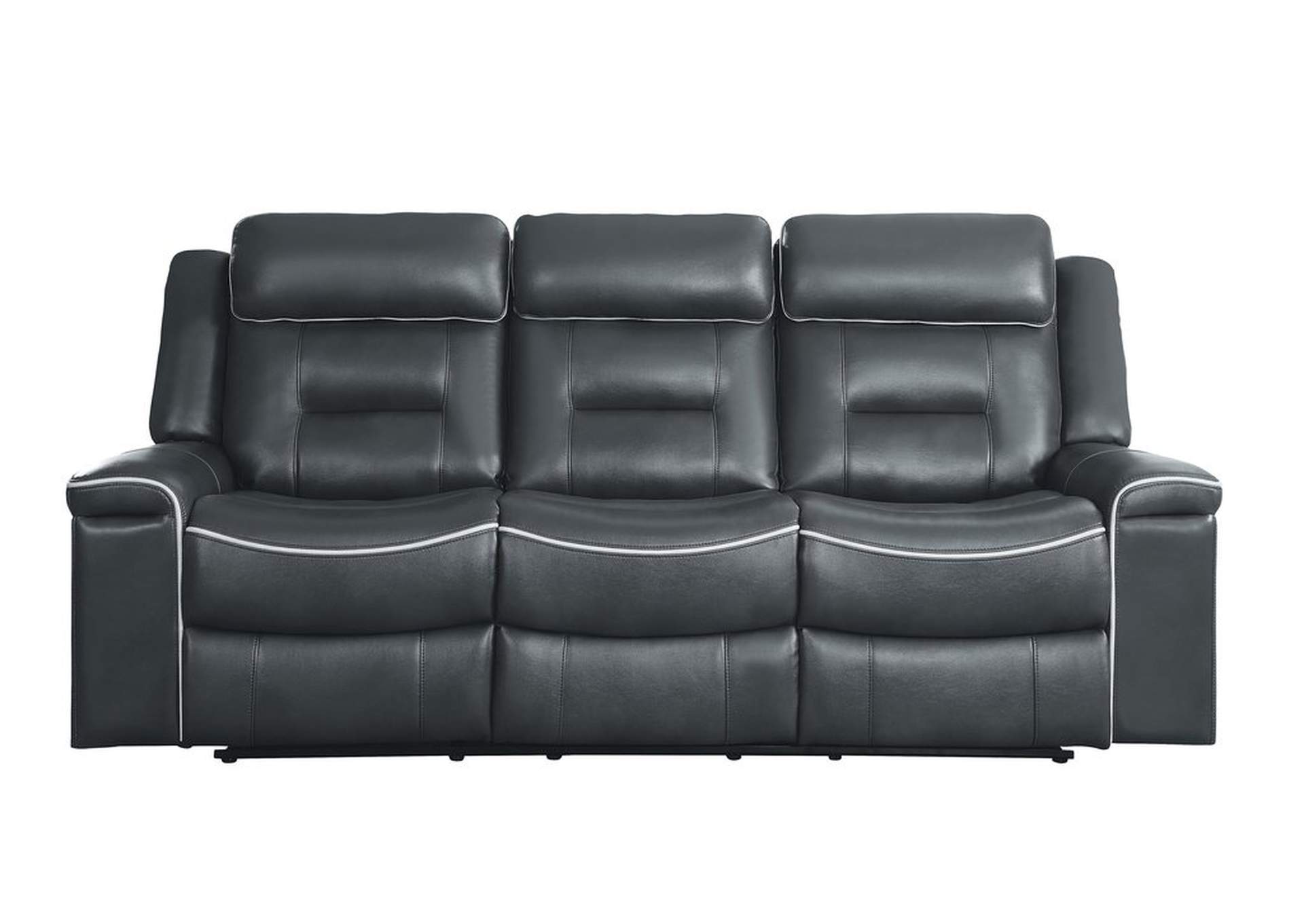Dark Grey Double Lay Flat Reclining Sofa,Homelegance
