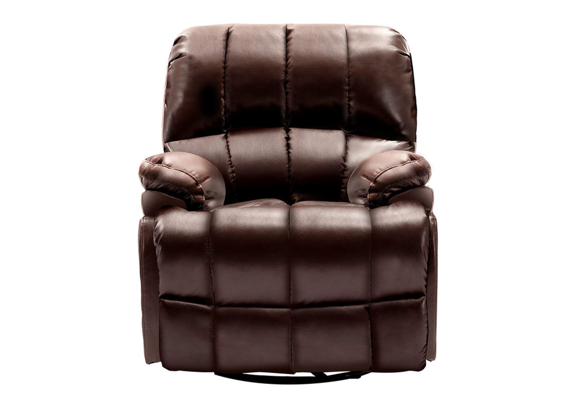 Brown Faux Leather Swivel Glider, Brown Faux Leather,Homelegance