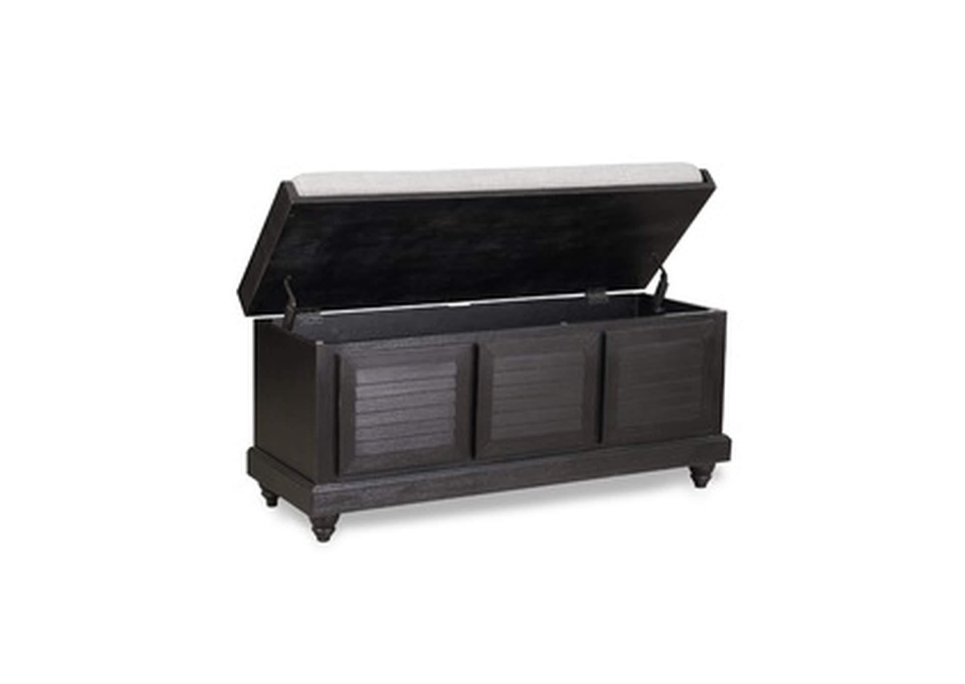 Blk Wood+Grey Cushion Strage Bench W/Lift Top,3A,Homelegance