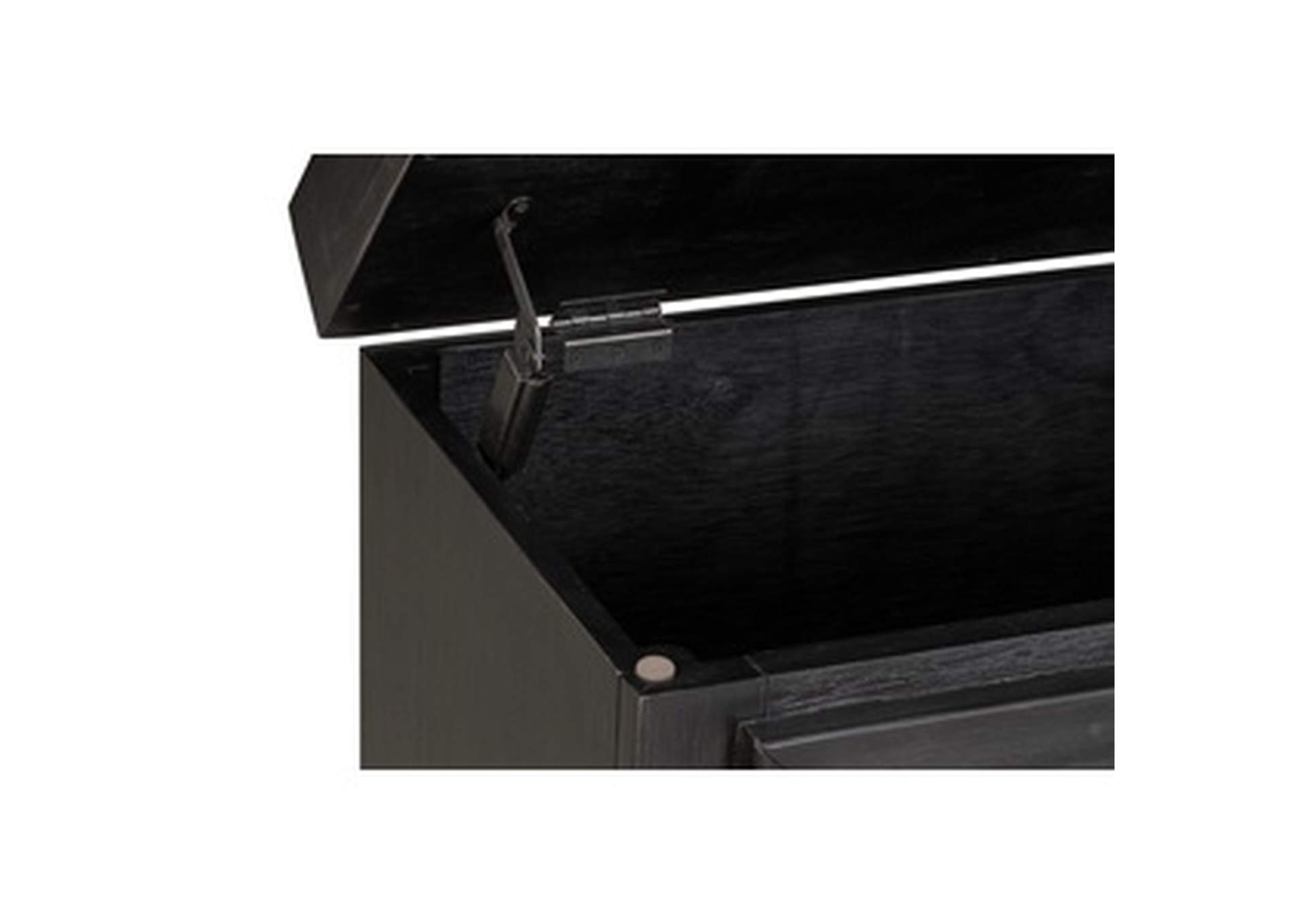 Blk Wood+Grey Cushion Strage Bench W/Lift Top,3A,Homelegance