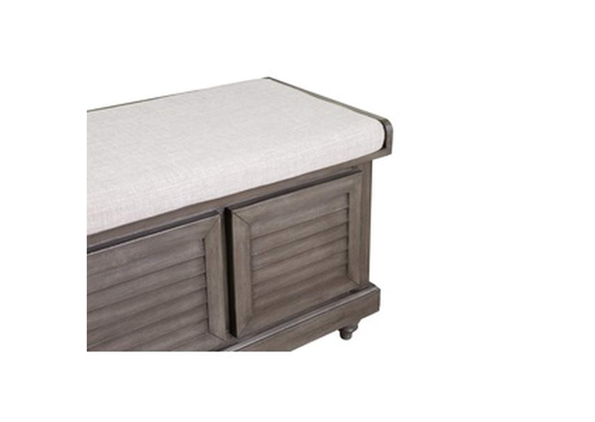 Gry Wd+Grey Cushion Strage Bench W/Lift Top,3A,Homelegance