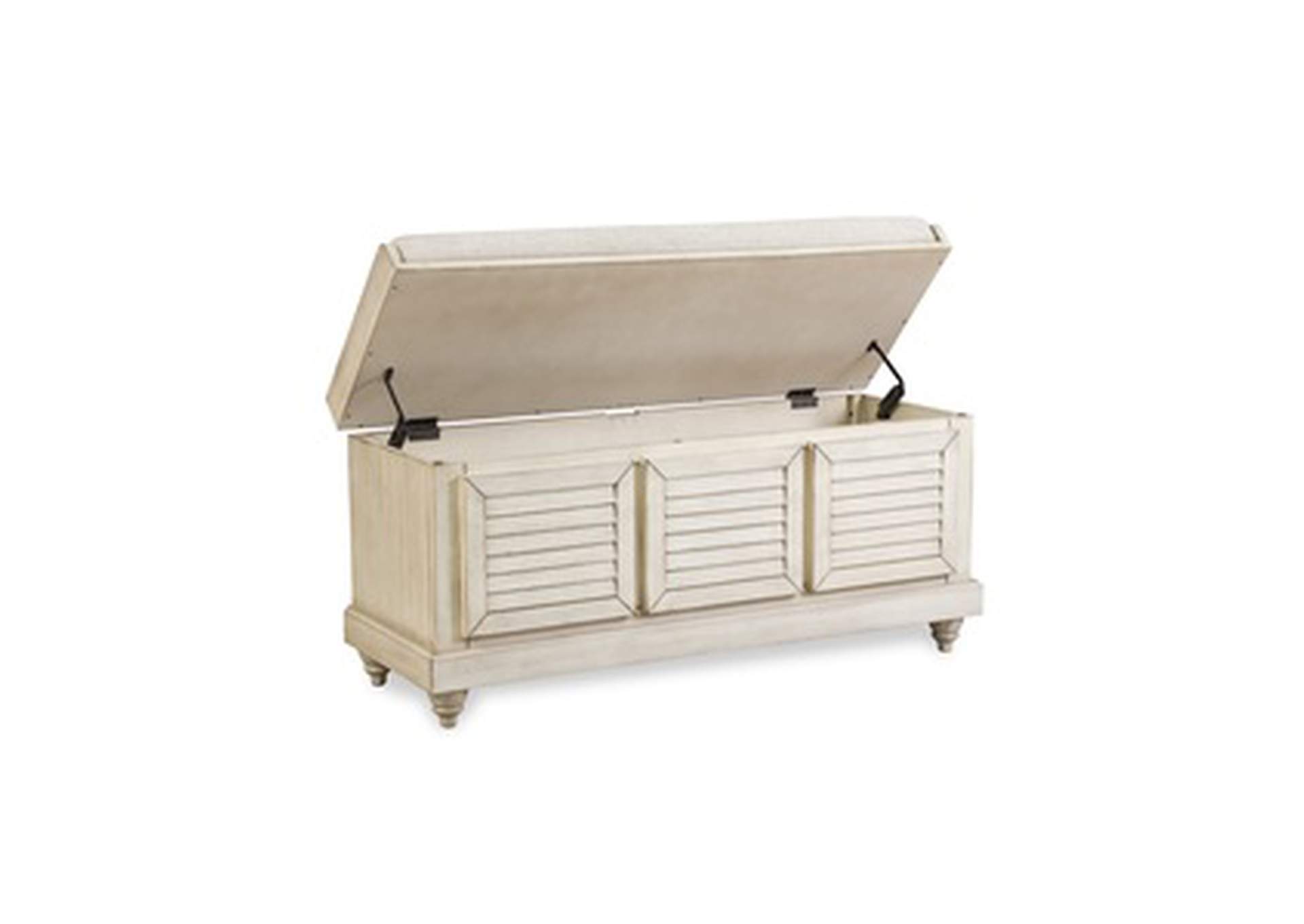 Wht Wood+Beige Cushion Strage Bench W/Lift Top,3A,Homelegance