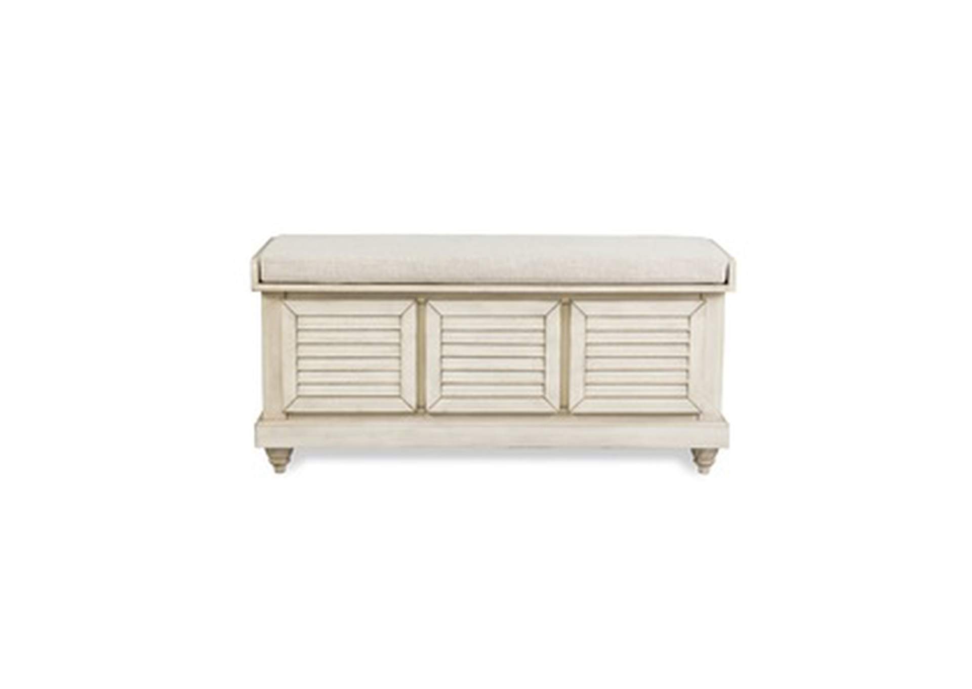 Wht Wood+Beige Cushion Strage Bench W/Lift Top,3A,Homelegance