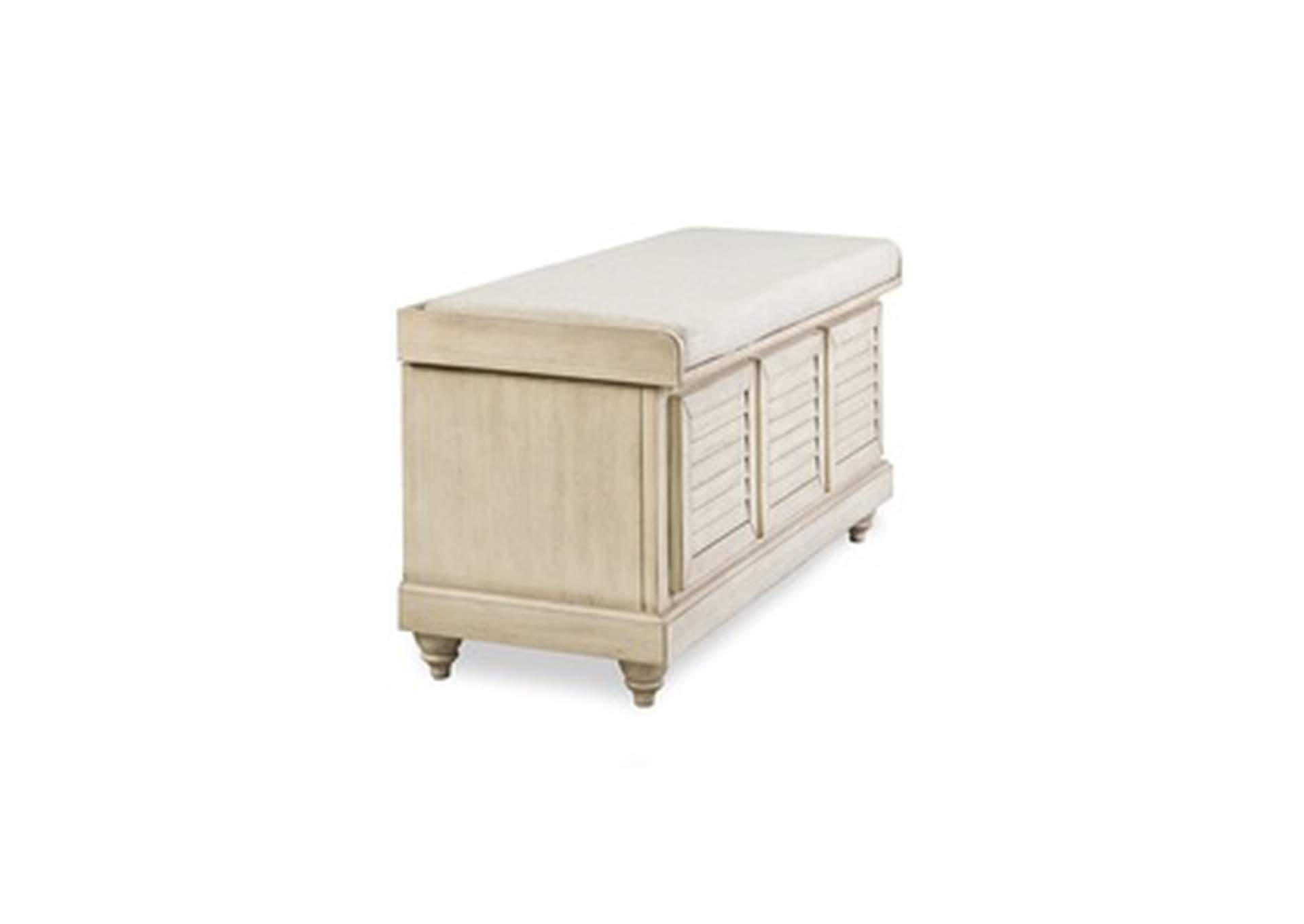 Wht Wood+Beige Cushion Strage Bench W/Lift Top,3A,Homelegance