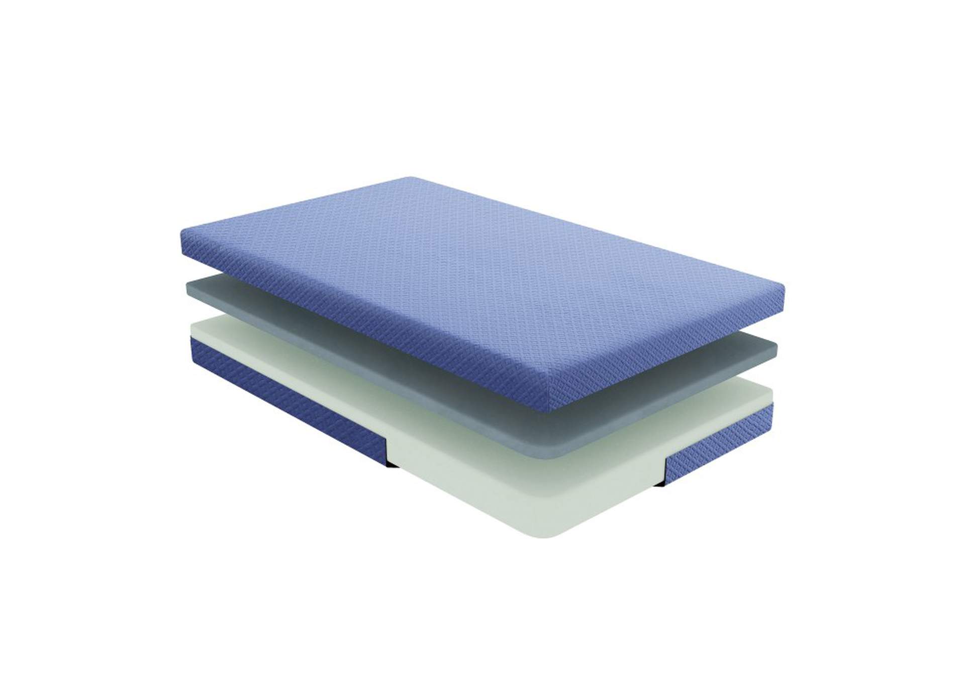 Leo 7" Blue Twin Gel-Infused Memory Foam Mattress and Pillow Set,Homelegance