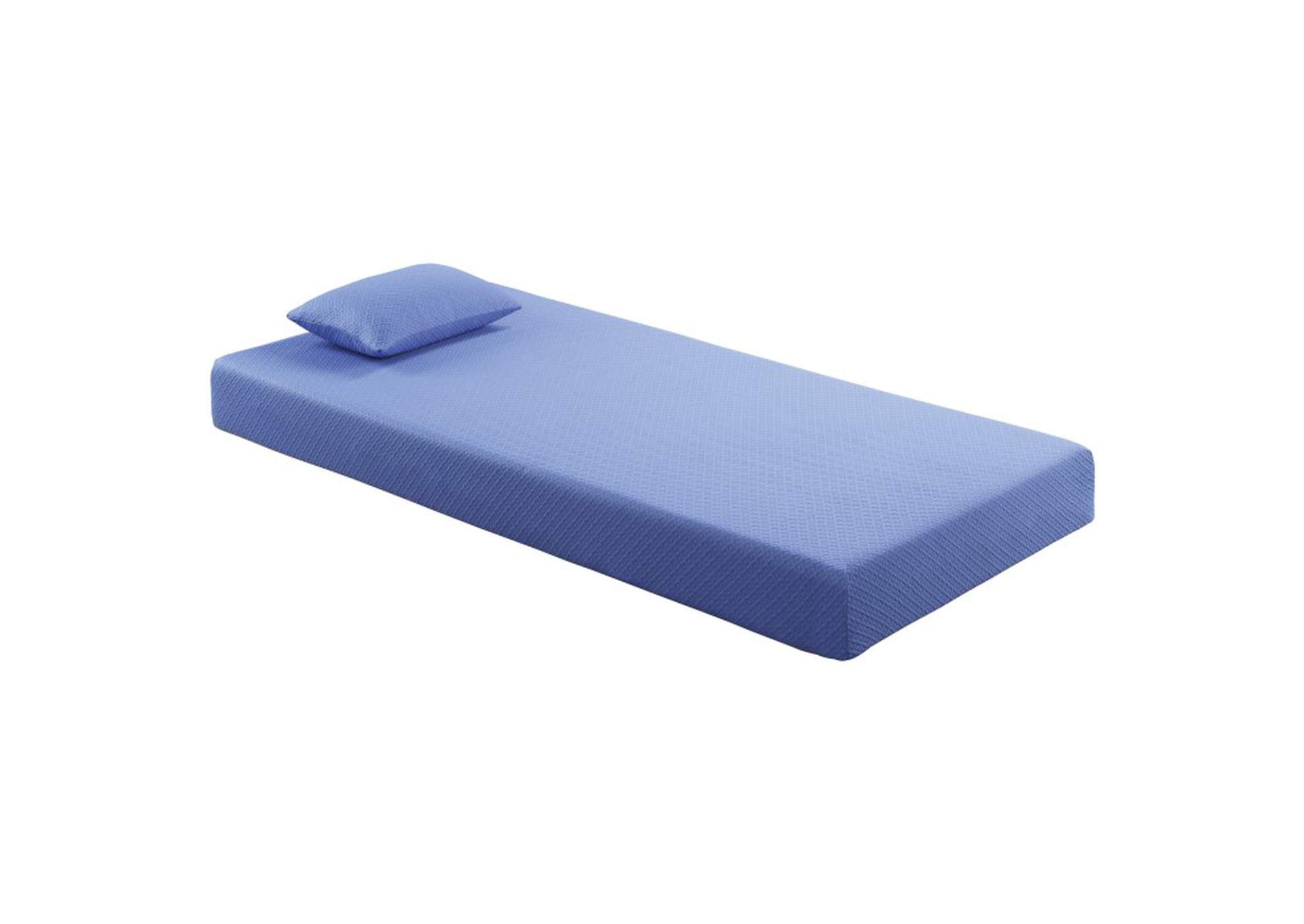 Leo 7" Blue Twin Gel-Infused Memory Foam Mattress and Pillow Set,Homelegance