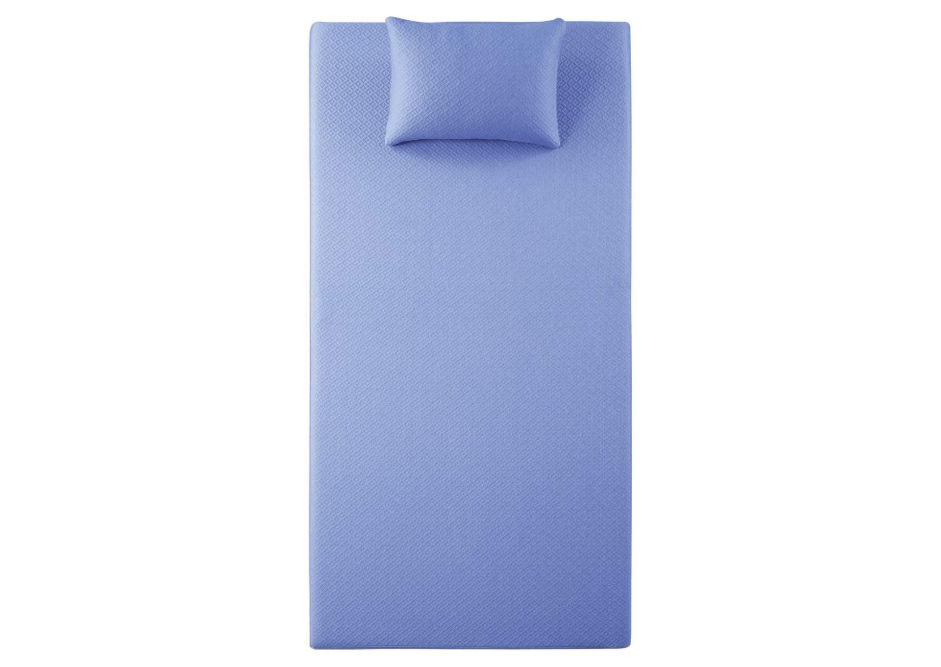 Leo 7" Blue Twin Gel-Infused Memory Foam Mattress and Pillow Set,Homelegance