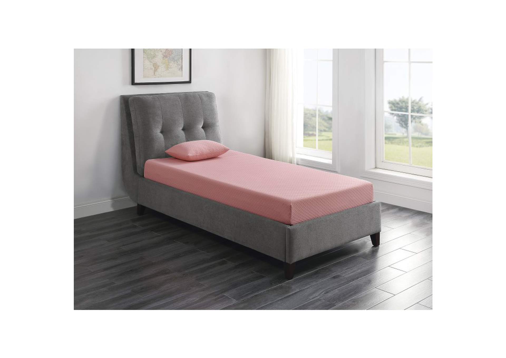 Leo 7" Pink Full Gel-Infused Memory Foam Mattress and Pillow Set,Homelegance