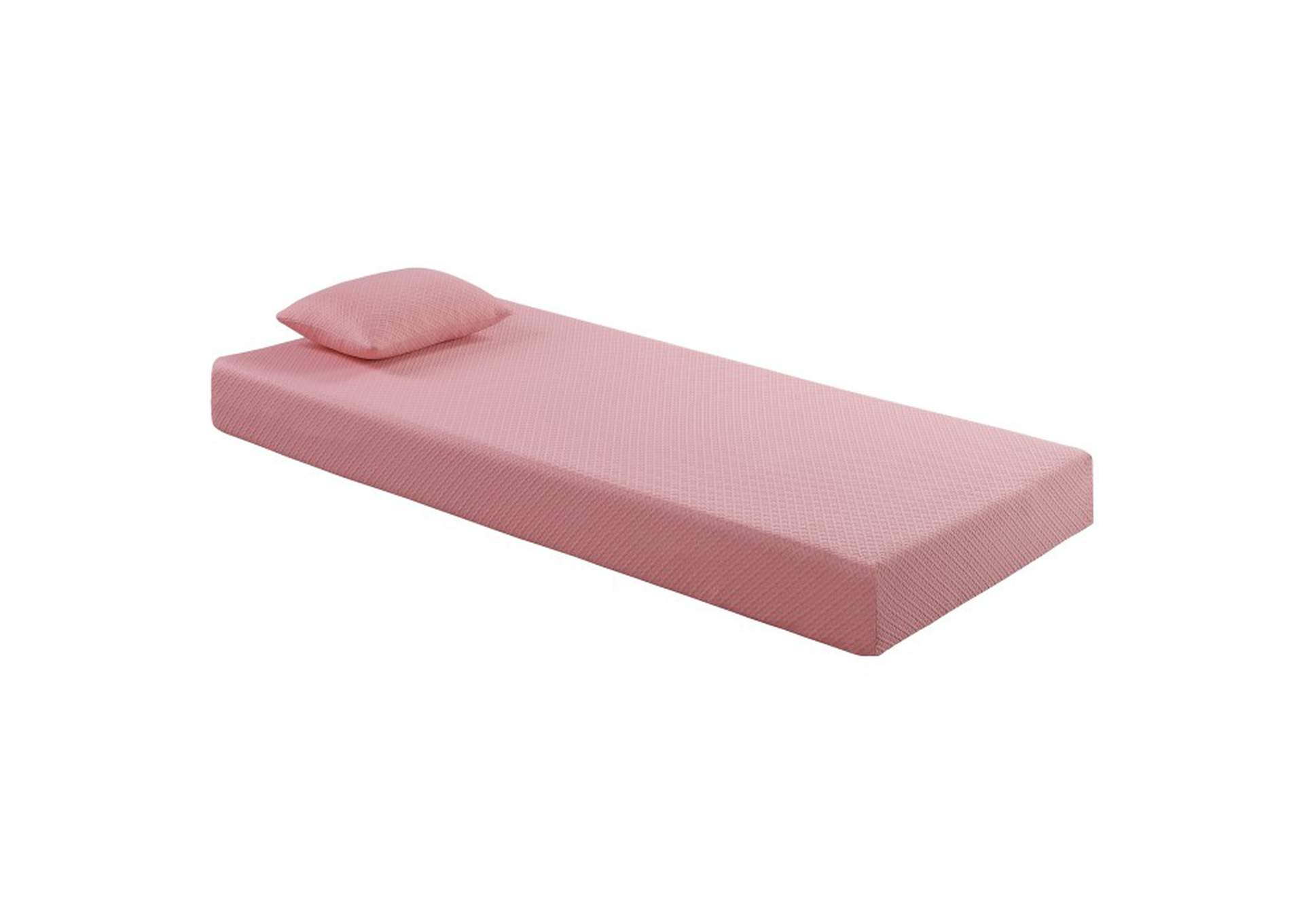 Leo 7" Pink Twin Gel-Infused Memory Foam Mattress and Pillow Set,Homelegance