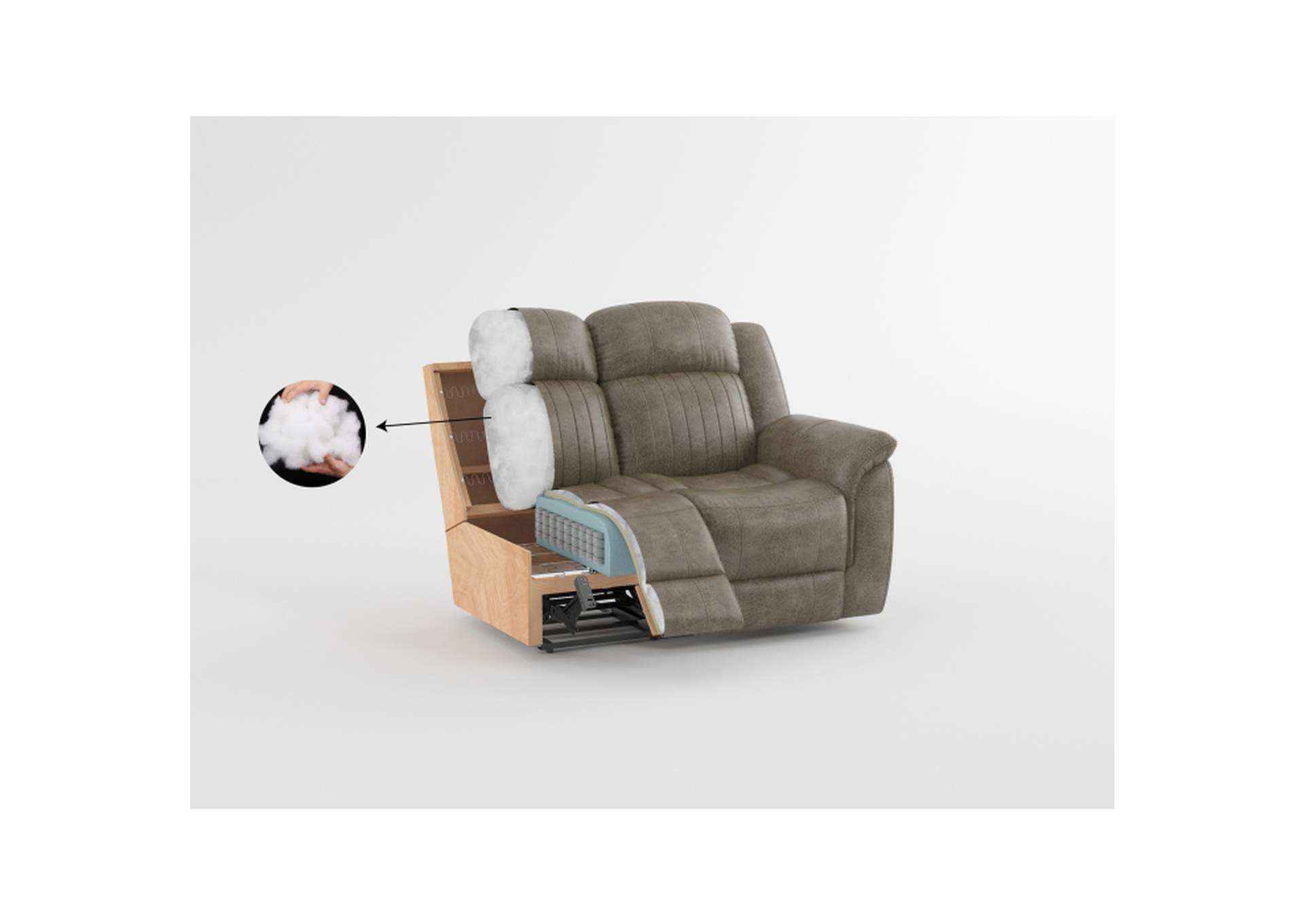 Centeroak Double Reclining Love Seat with Center Console,Homelegance