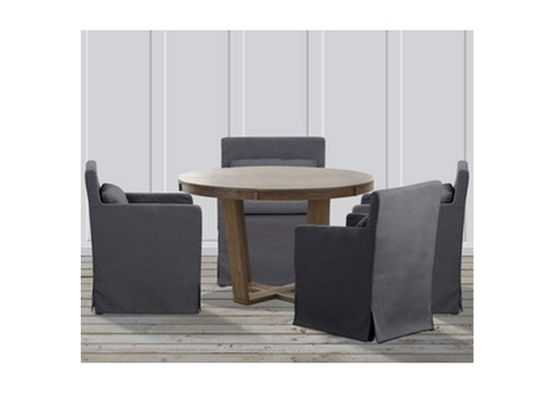 oak vnr Rustic Brw Wire Brush Rnd Table W/Oak Vnr,3A,Homelegance