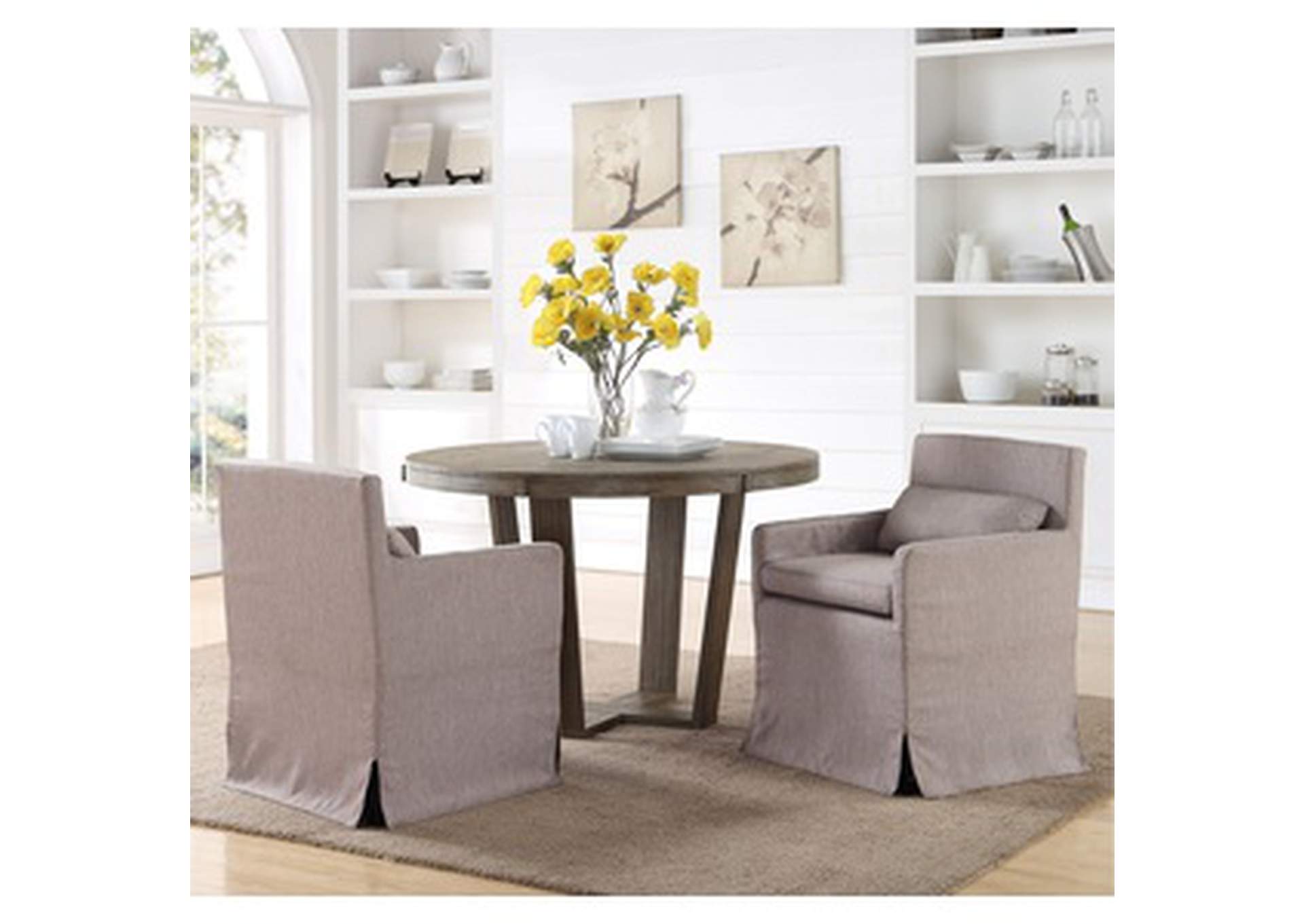 oak vnr Rustic Brw Wire Brush Rnd Table W/Oak Vnr,3A,Homelegance