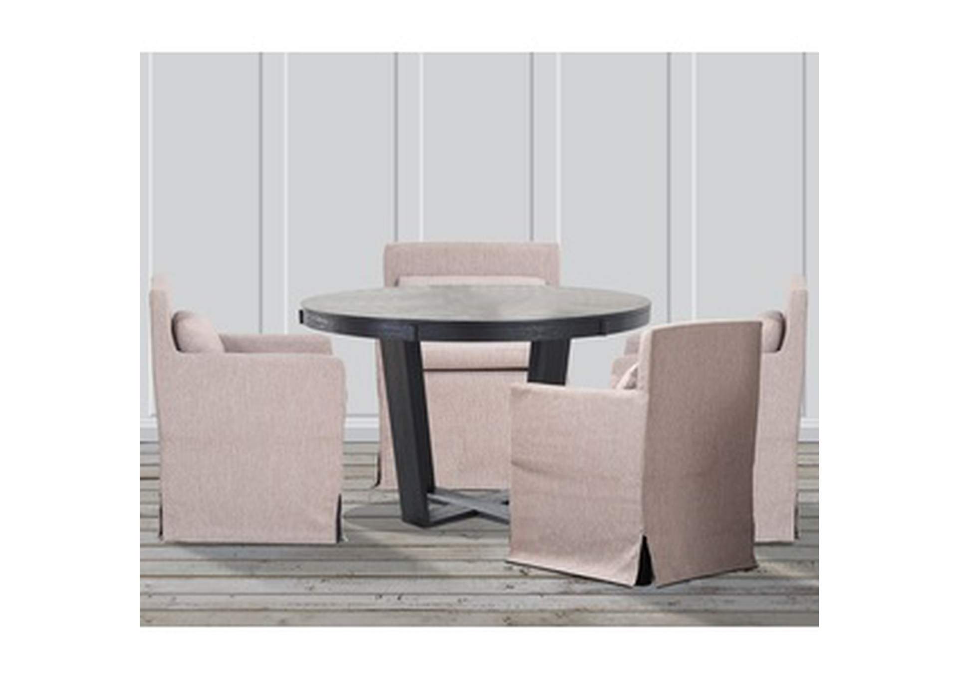 oak vnr Matte Blk Wire Brush Rnd Table W/ Oak Vnr,3A,Homelegance