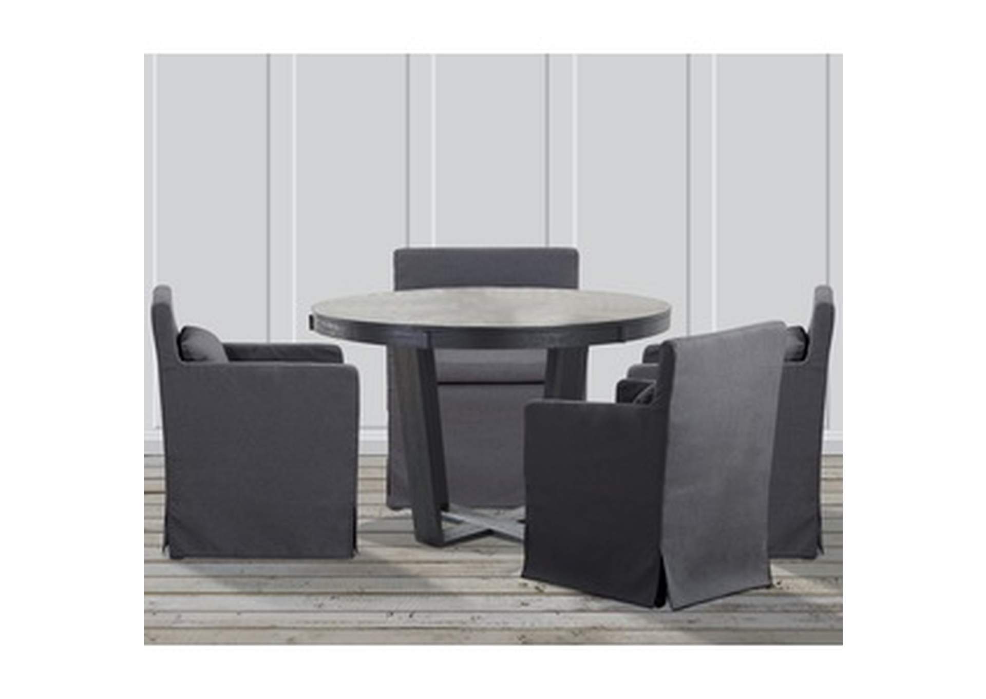 oak vnr Matte Blk Wire Brush Rnd Table W/ Oak Vnr,3A,Homelegance