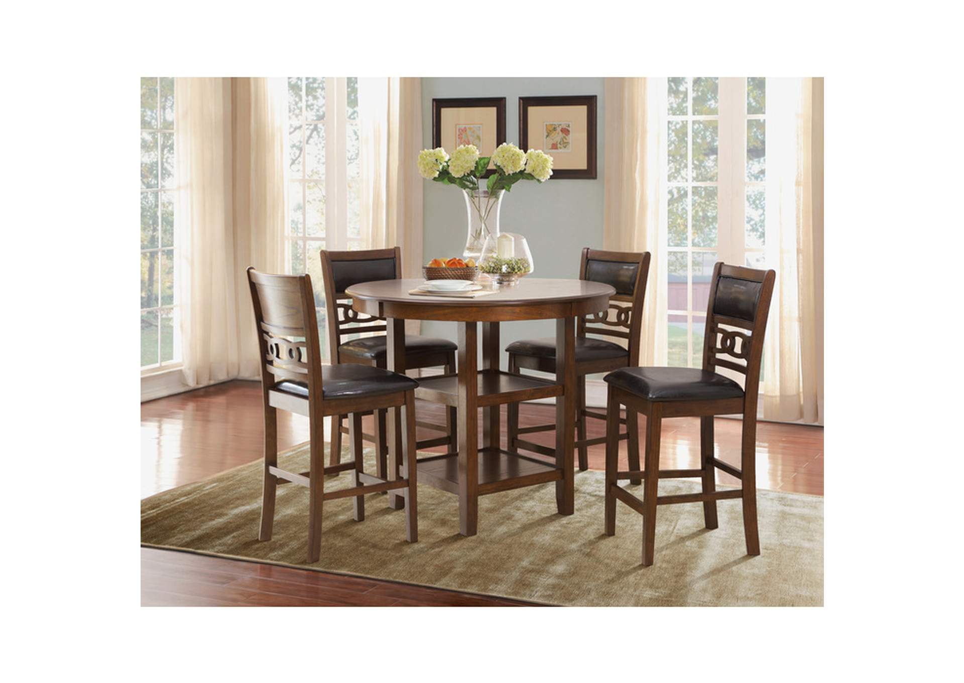 brown 5 Piece Counter Height Dining Set, Brown Mindy,Homelegance