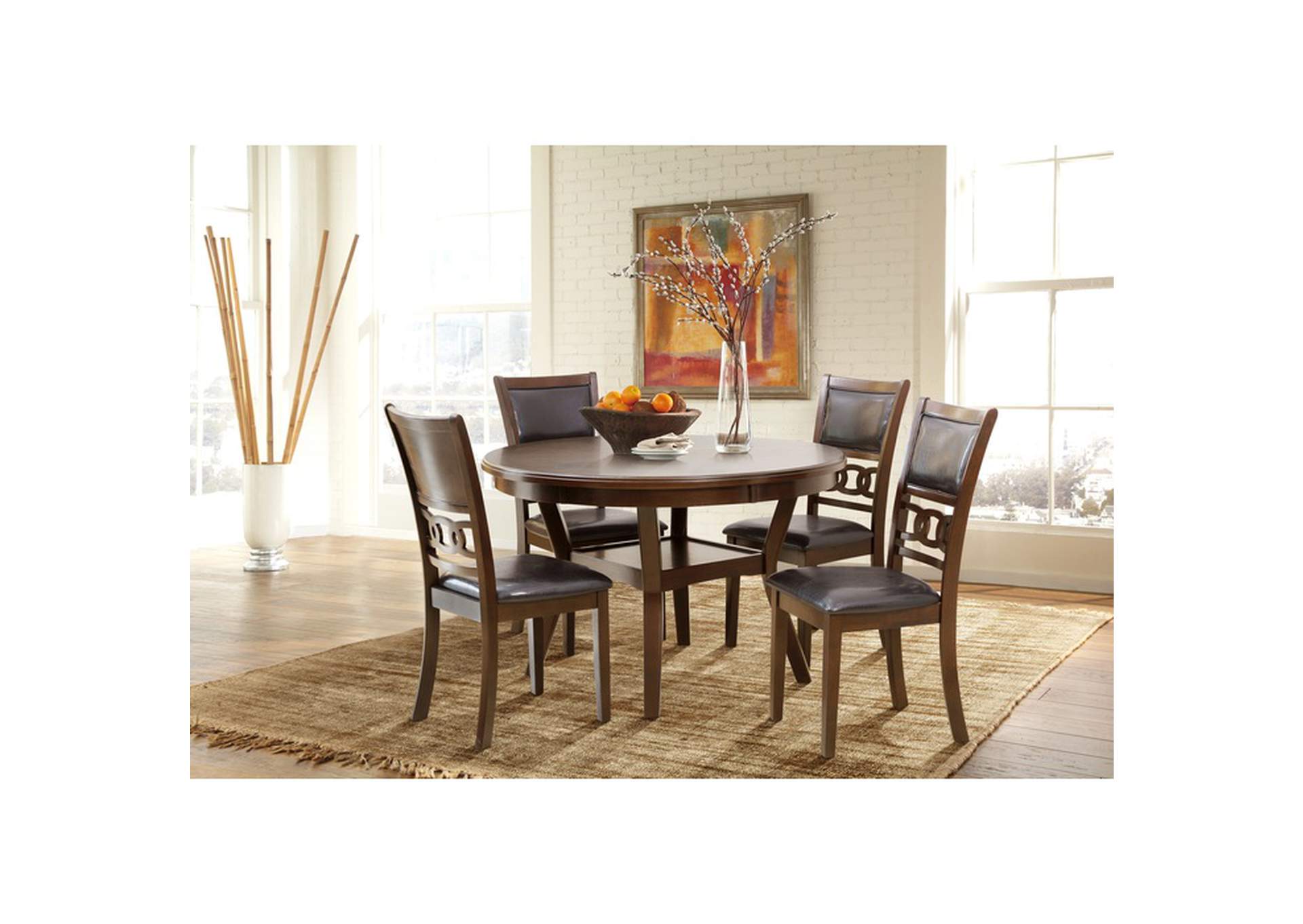 brown 5 Piece Pack Dining Set, Brown Mindy Wood,Homelegance