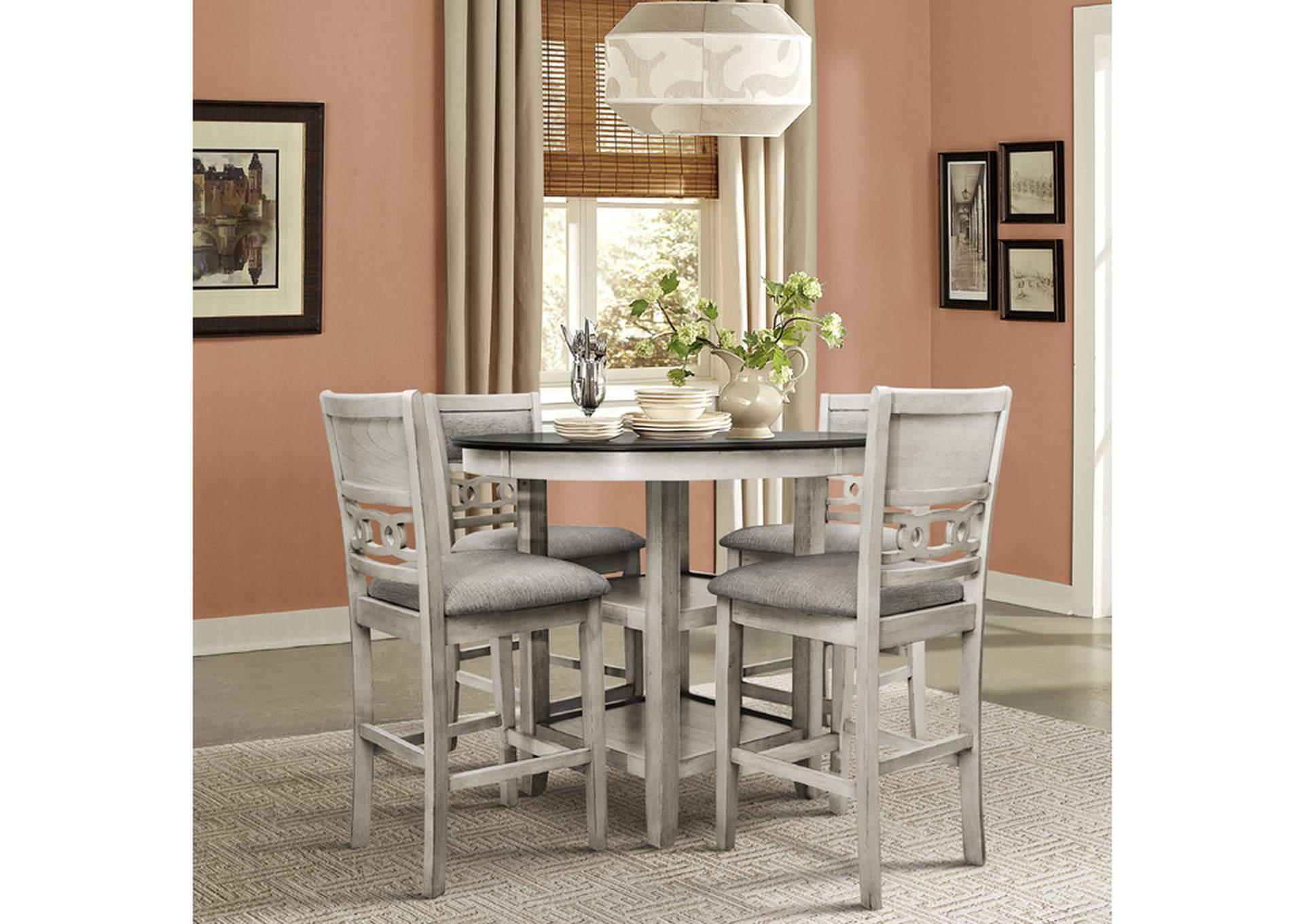 cherry brown mindy 5 Piece Counter Height Dining Set, Wht/Cherry Brw Mindy,Homelegance