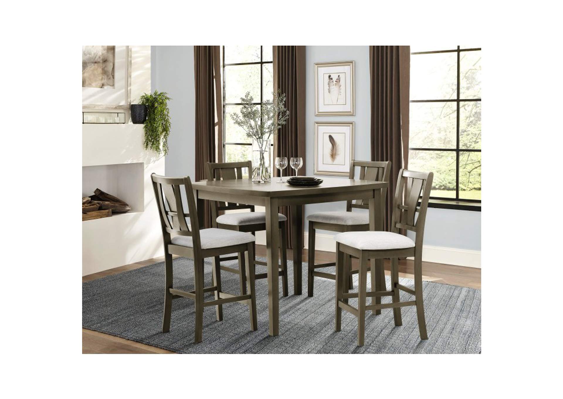Gray Mindy 5 Piece Counter Height Dining Set, Gray Mindy,Homelegance