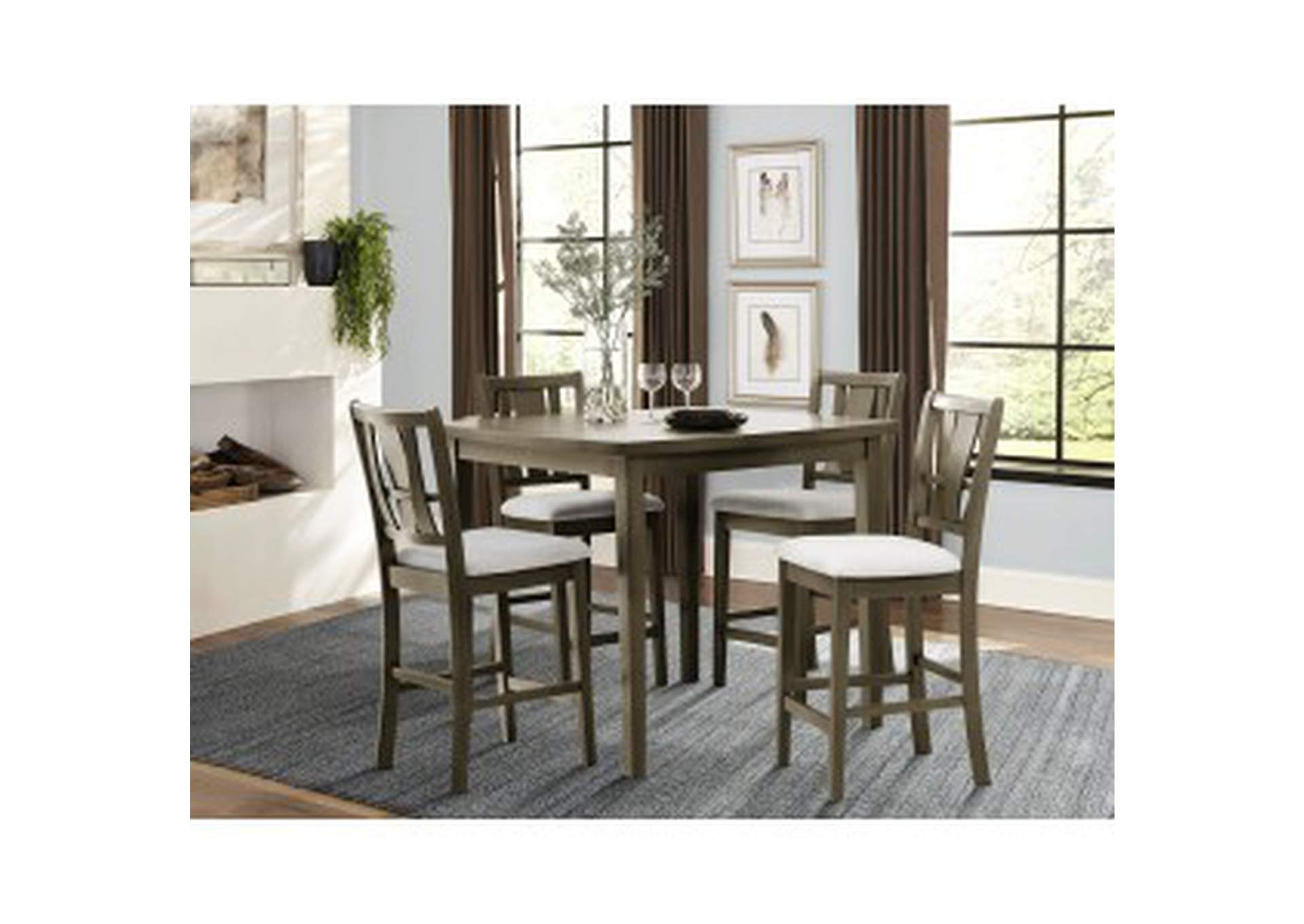 Gray Mindy 5 Piece Counter Height Dining Set, Gray Mindy,Homelegance