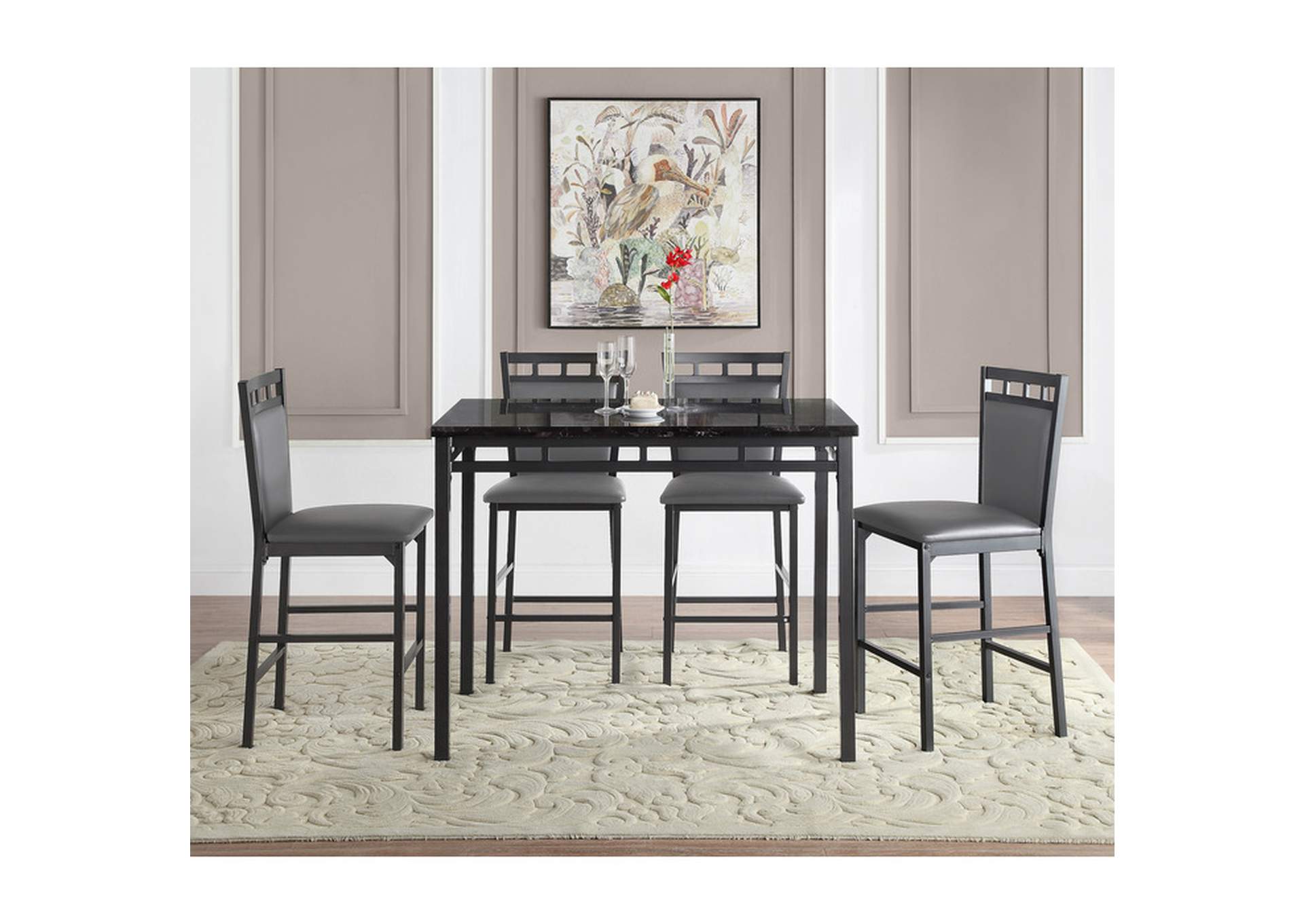 5 Piece Counter Height Dining Set Set,Homelegance